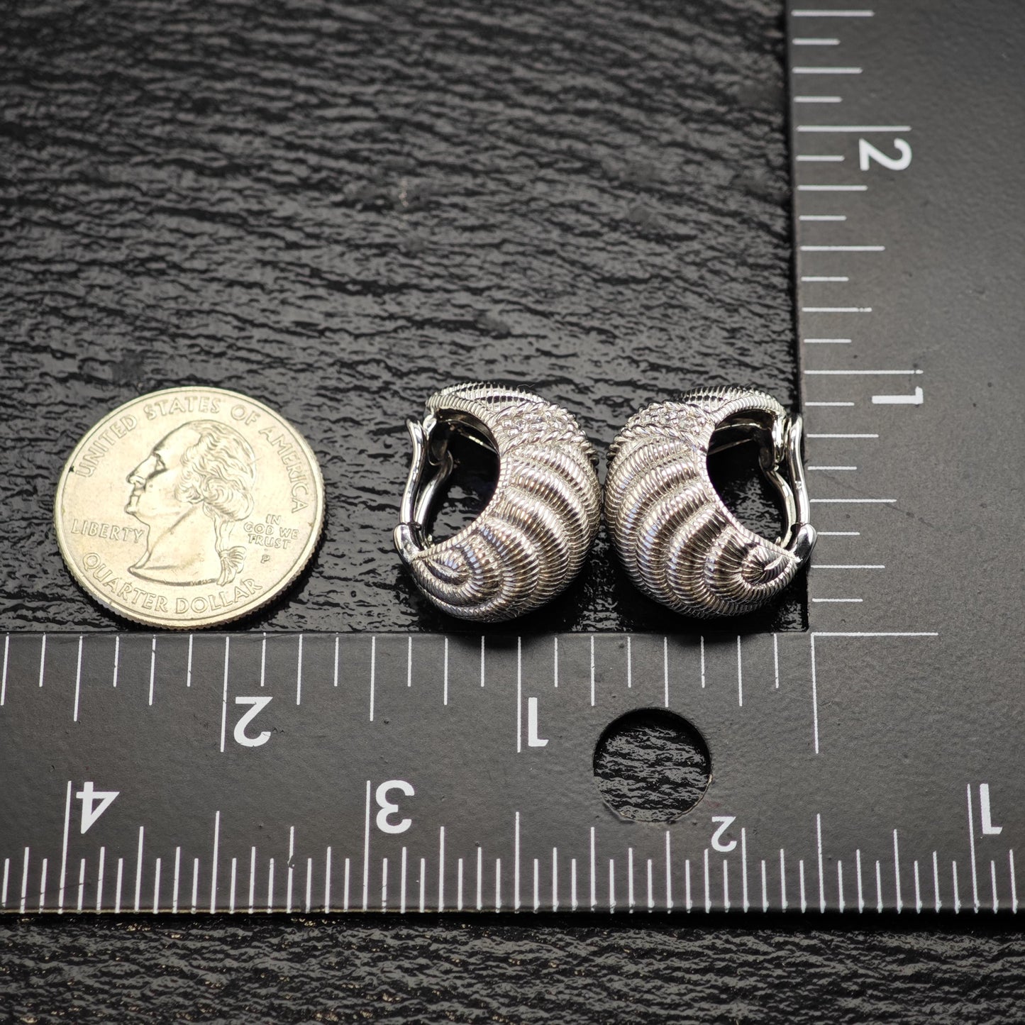 Judith Ripka Scalloped CZ Sterling Silver Clip On Earrings ER3165