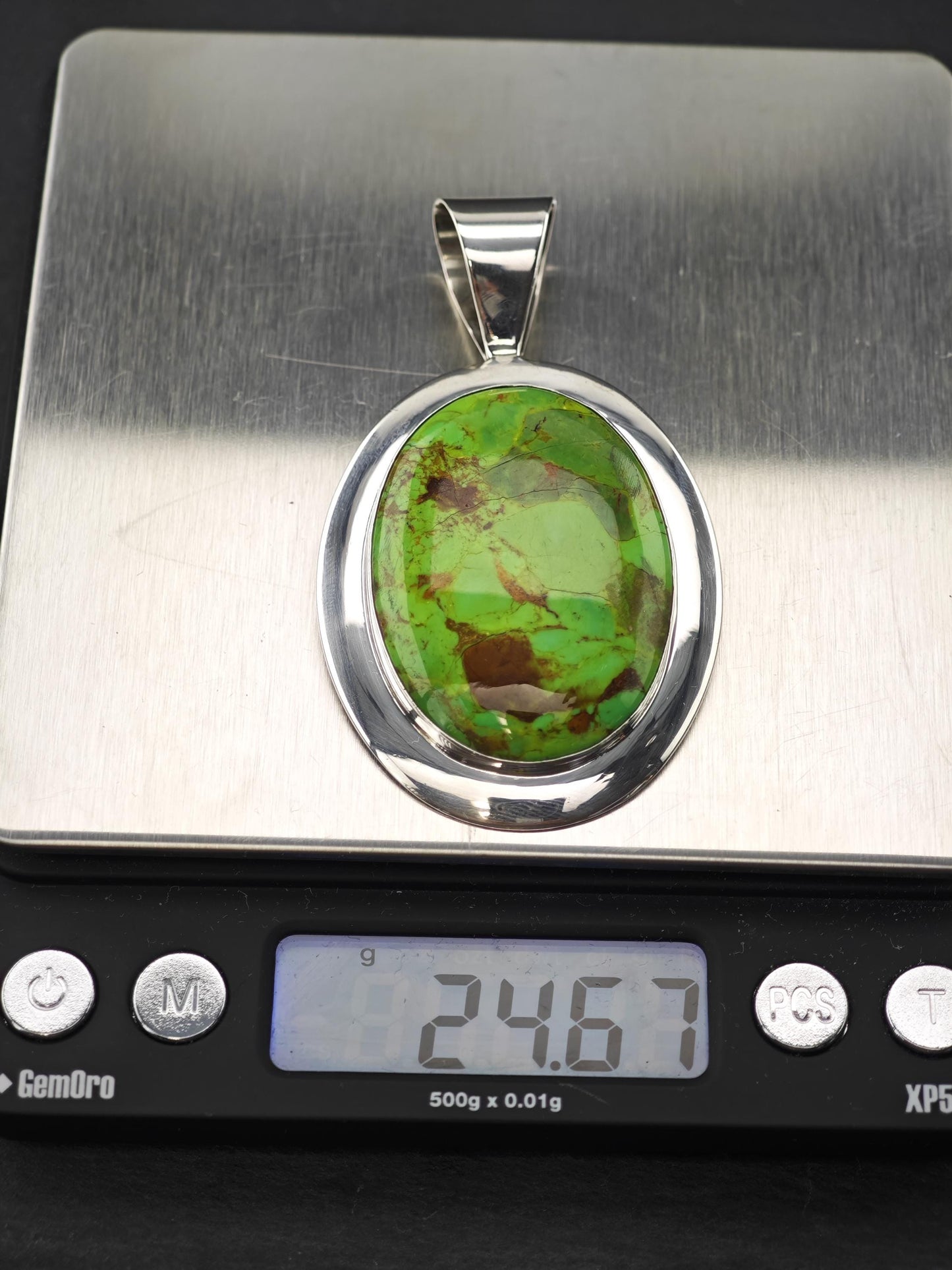 DTR Green Dyed Turquoise Sterling Silver Pendant