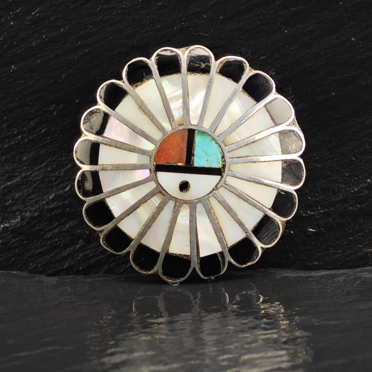 Zuni Inlay Surface Pendant Sterling Silver P3057