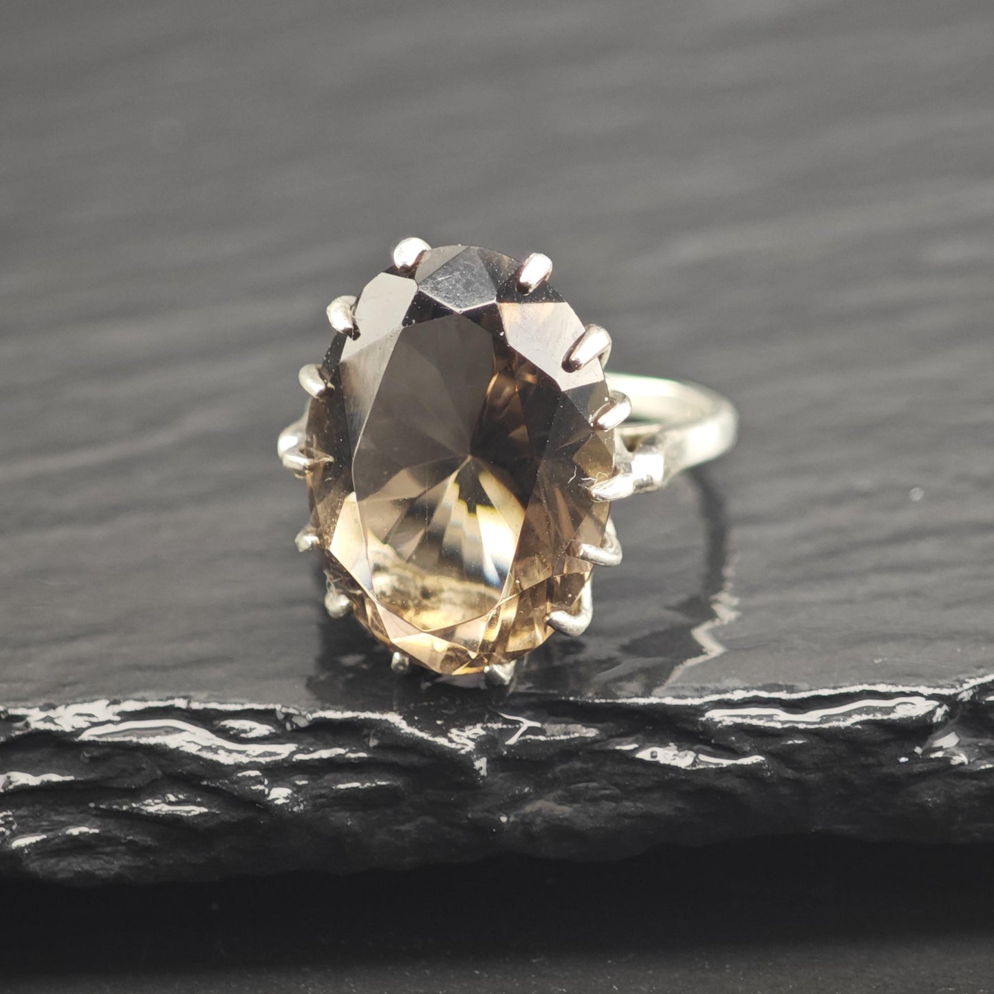 Smoky Quartz Sterling Silver Ring Sz 5 1/2 R6679