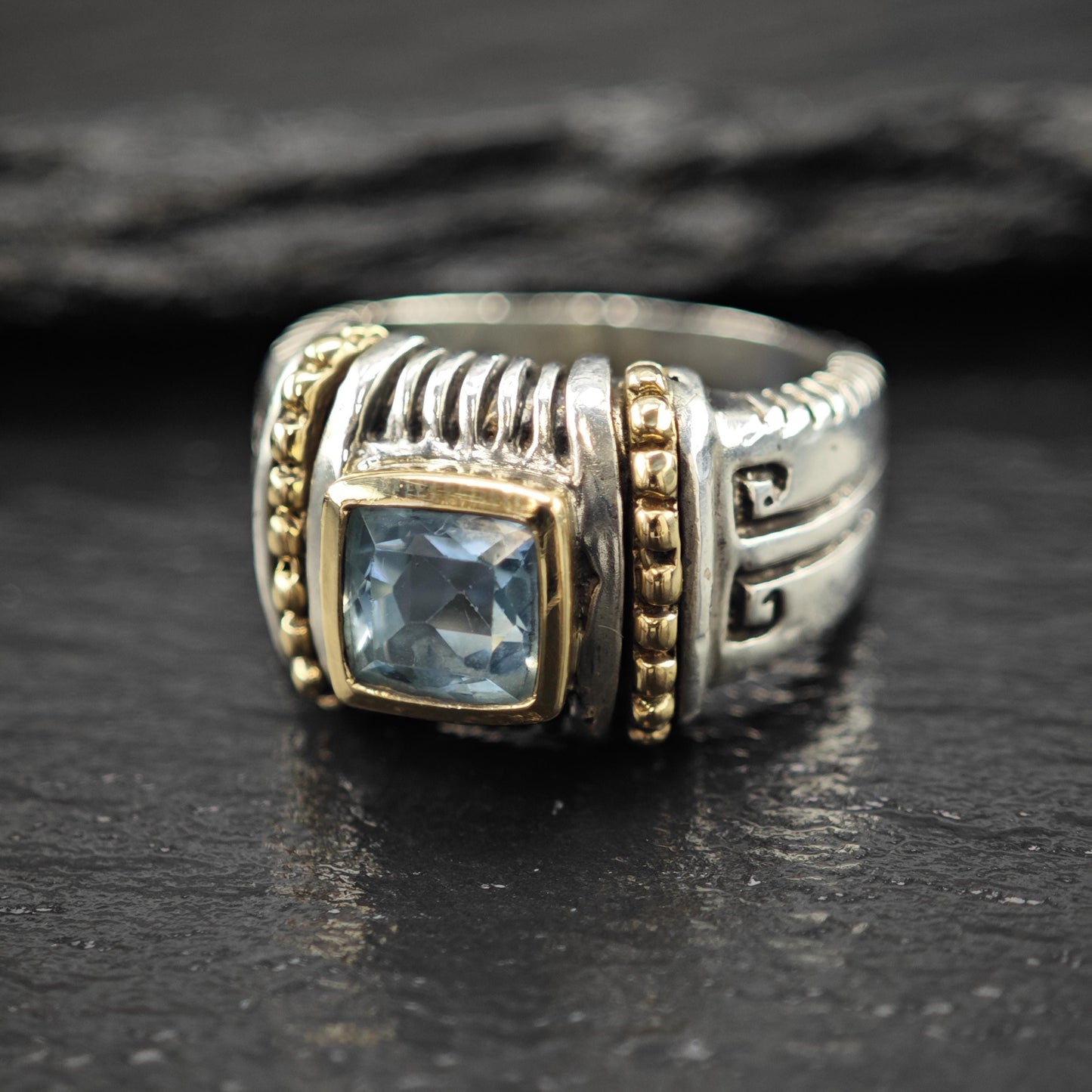 Topaz 14K Gold Accent Ring Sterling Silver Sz 6 1/4