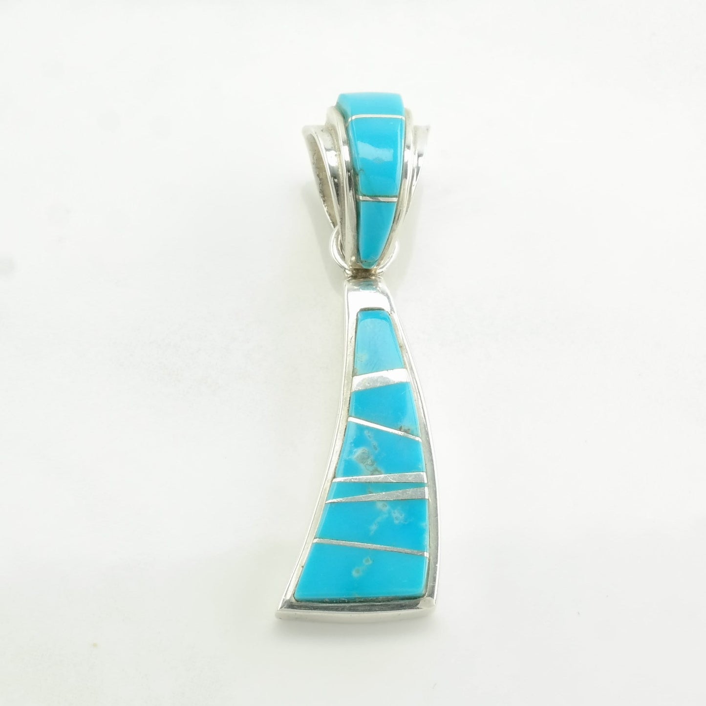 Native American Turquoise Inlay Sterling Silver Pendant