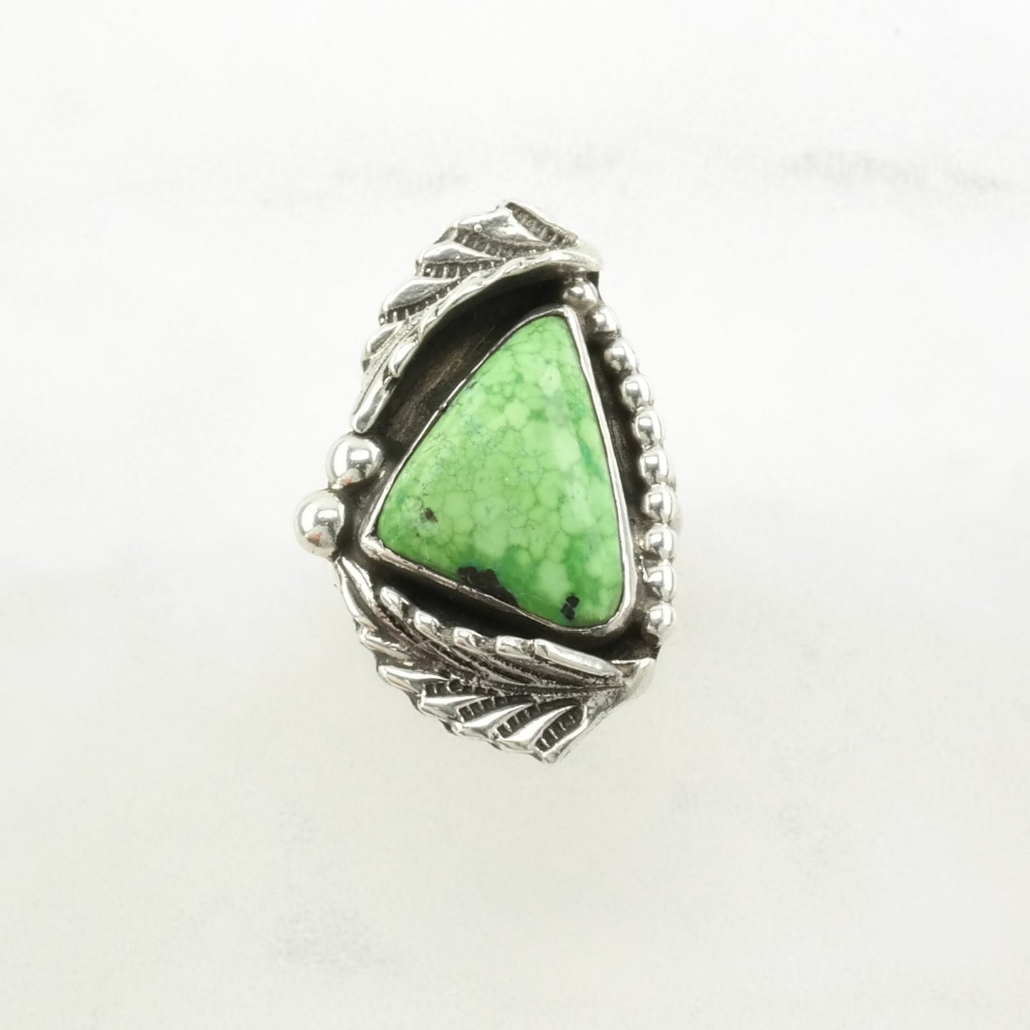 Native American Silver Ring Variscite Leaf Sterling Green Size 5 1/4