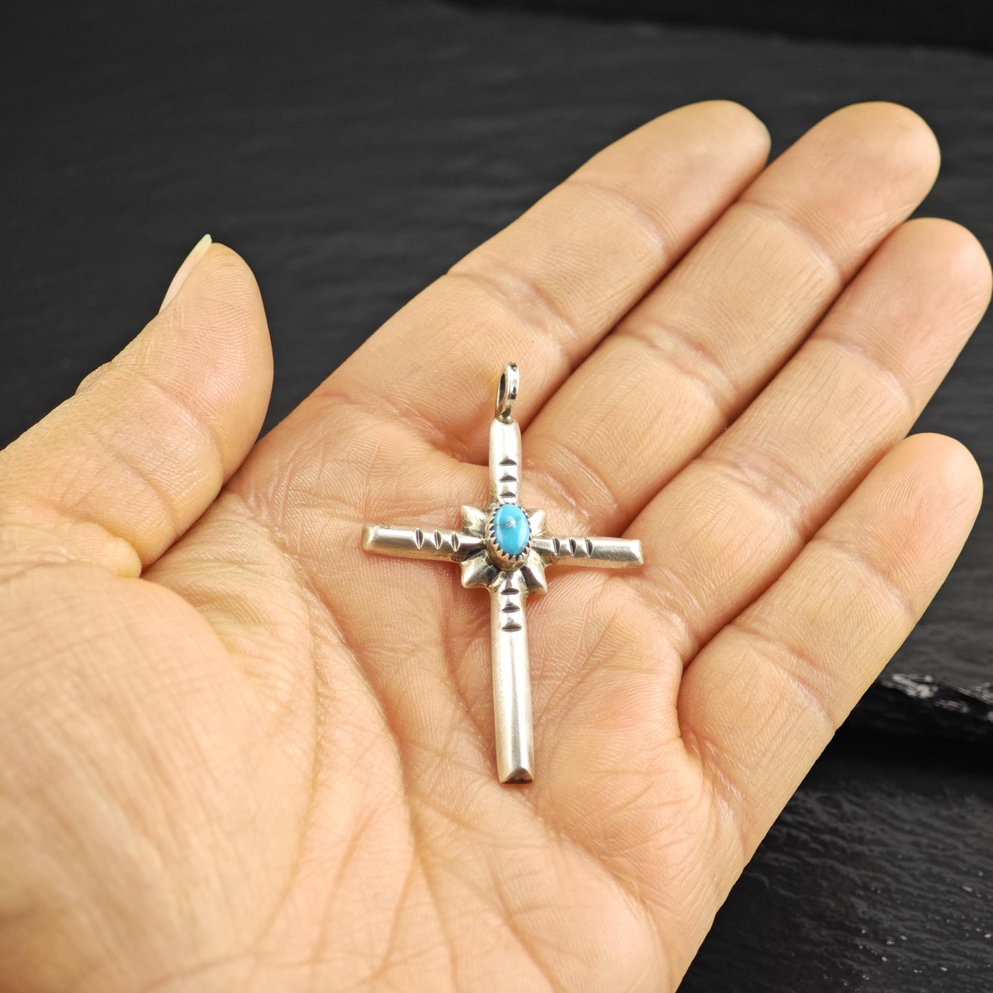 SW Turquoise Cross Pendant Sterling Silver P3073
