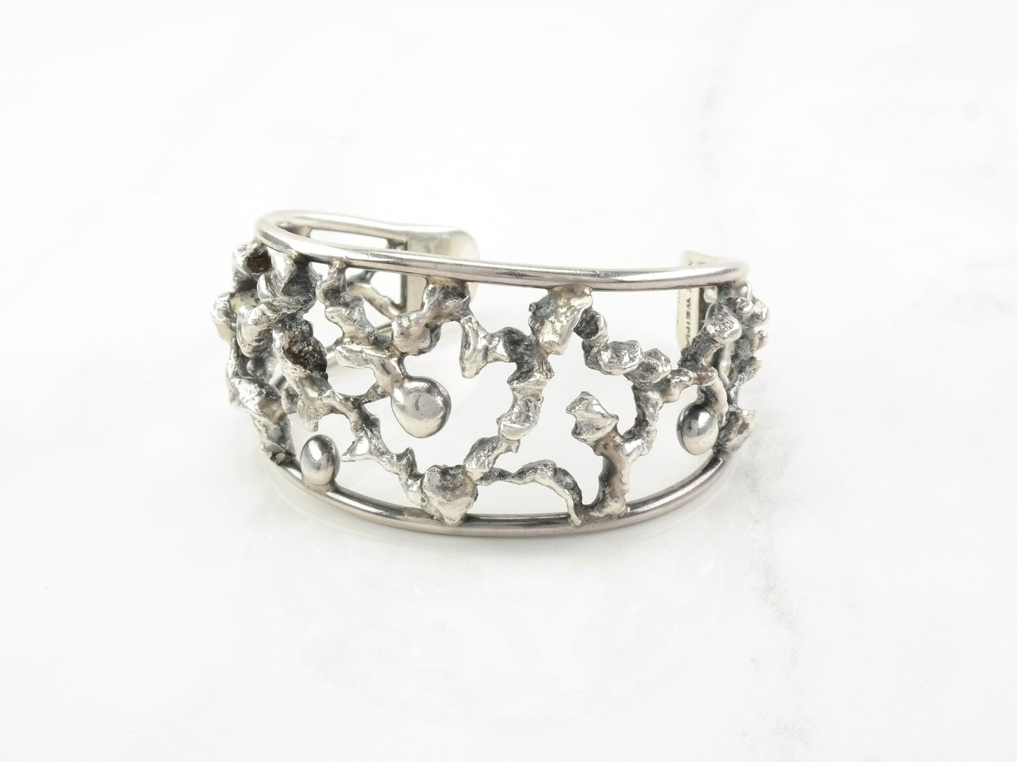 Brutalist Sterling Silver Cuff Bracelet Aage Weimar