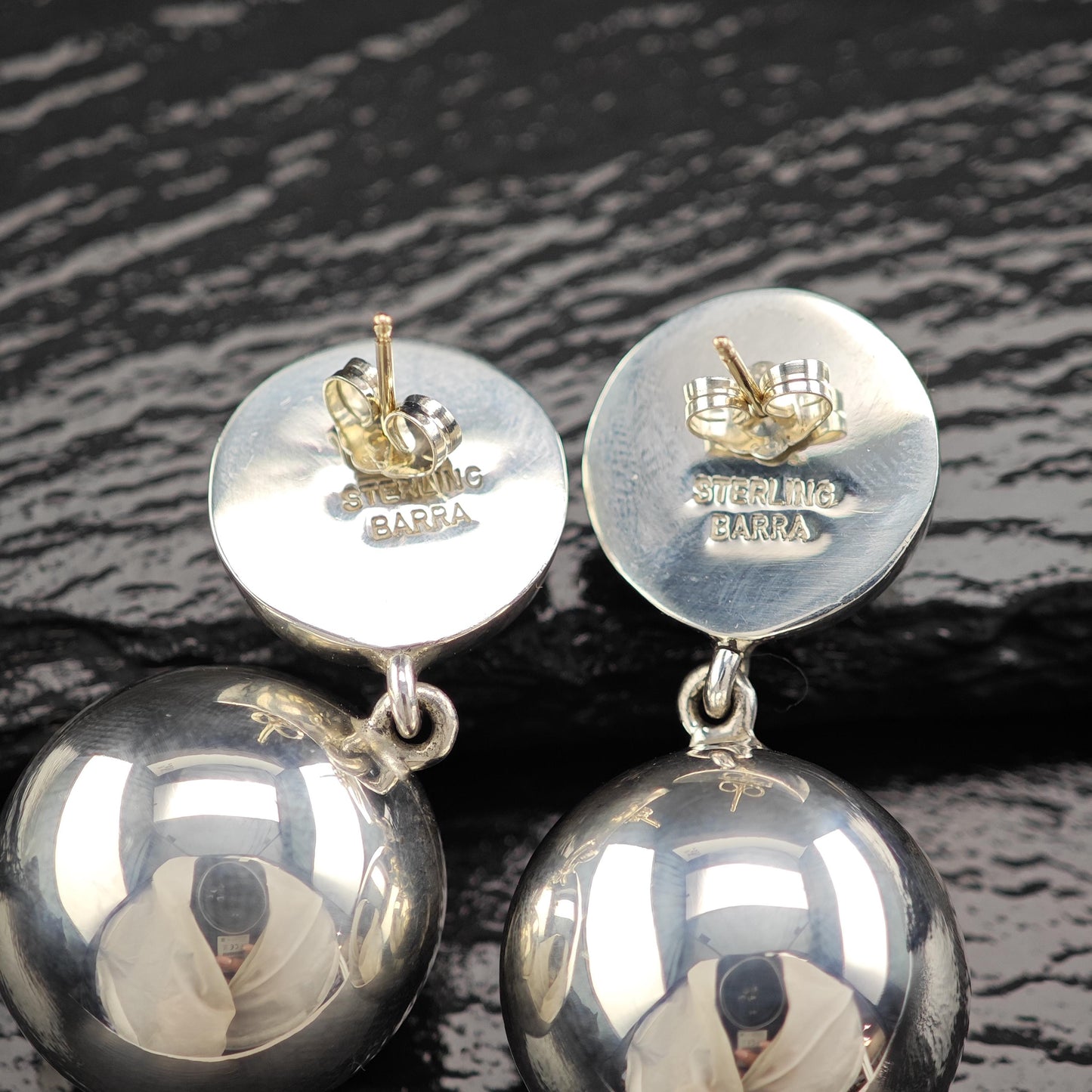 Vintage Beaded 14k Gold Posts Stud/Dangle Earrings Sterling Silver