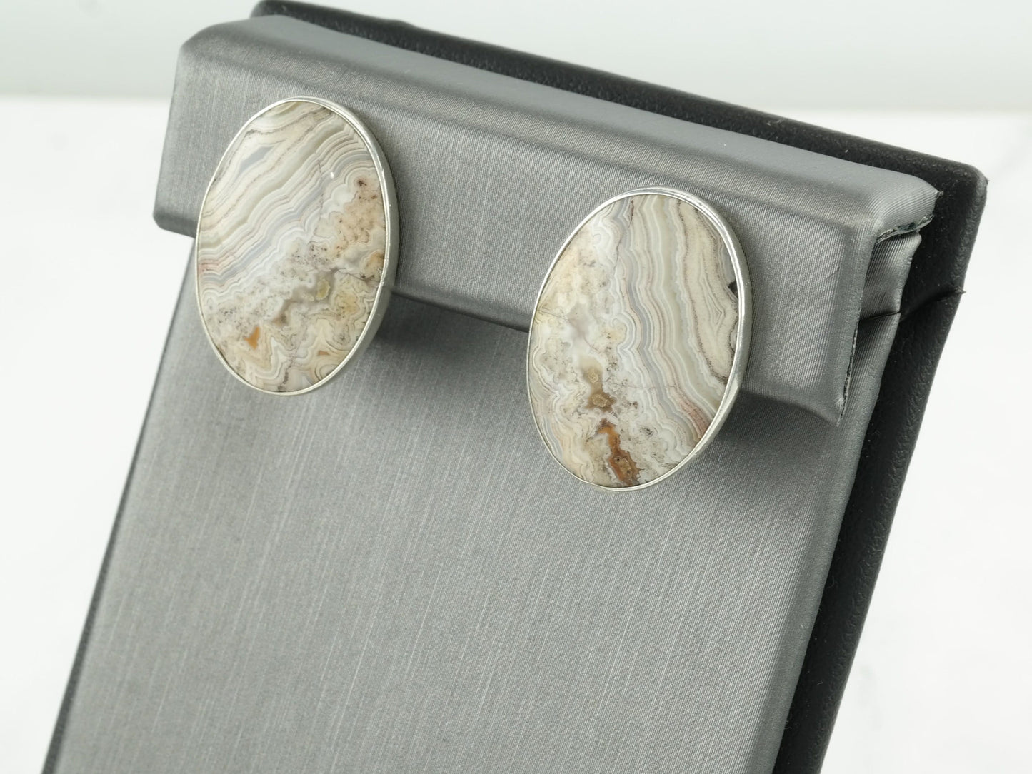 Charles Albert Sterling Silver Agate Clip On Earrings