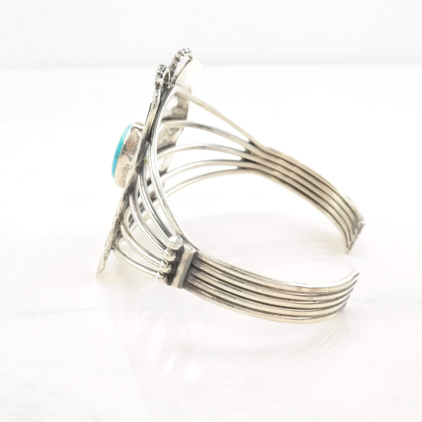 Native American Sterling Silver Cuff Bracelet Turquoise Butterfly