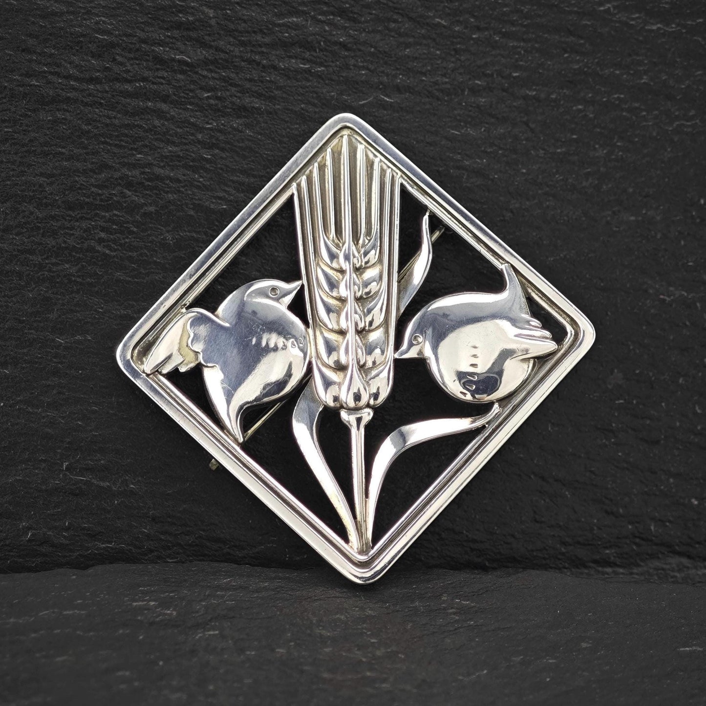 Georg Jensen 250, Floral Birds Brooch Sterling Silver