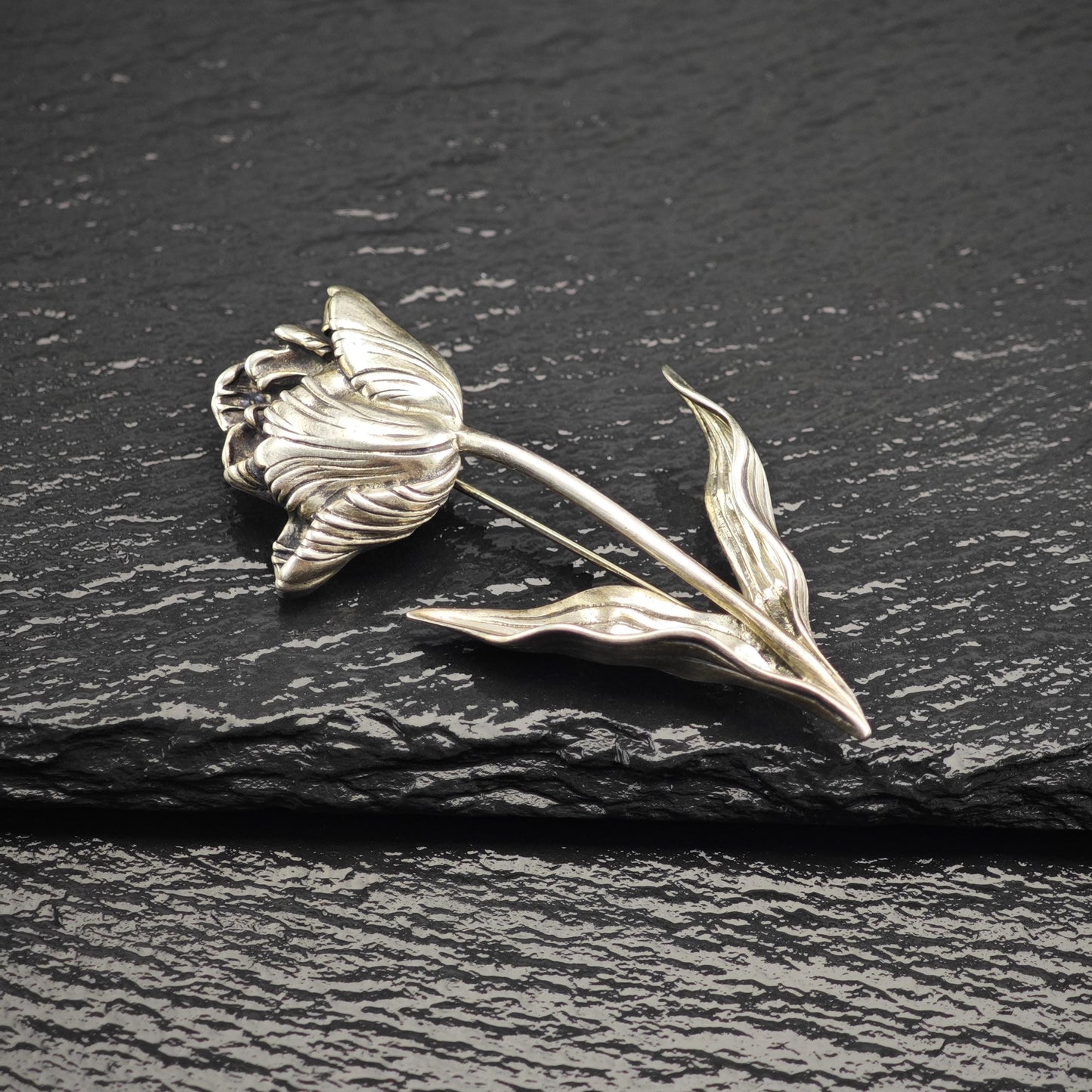 Floral Sterling Silver Brooch Pendant - Elegant MFA Design