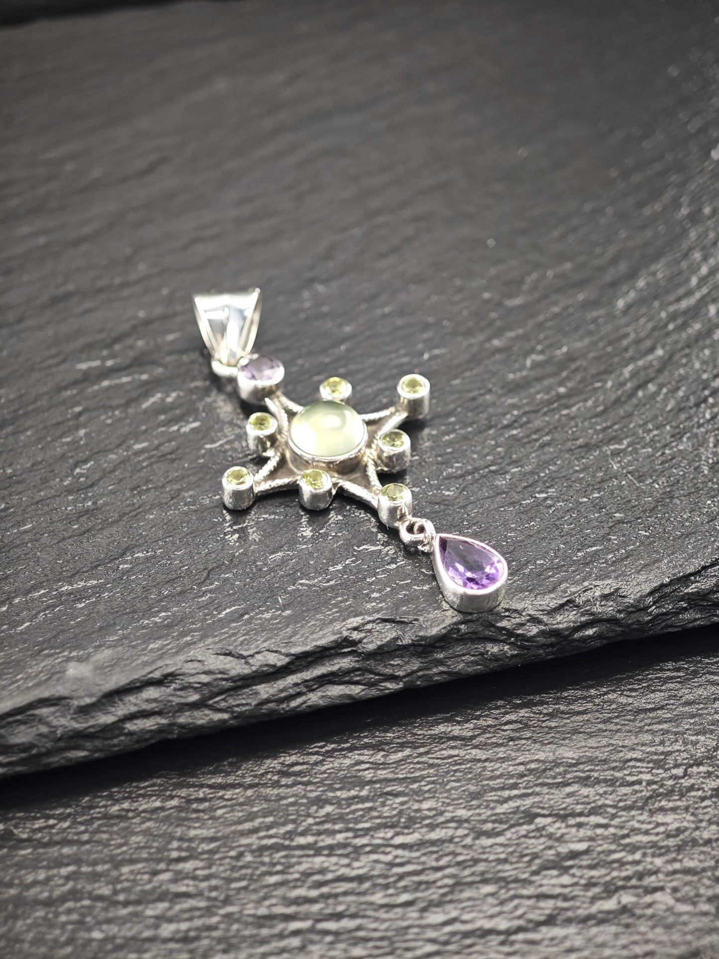 SLG Amethyst, Peridot Cross Pendant Sterling Silver P2723