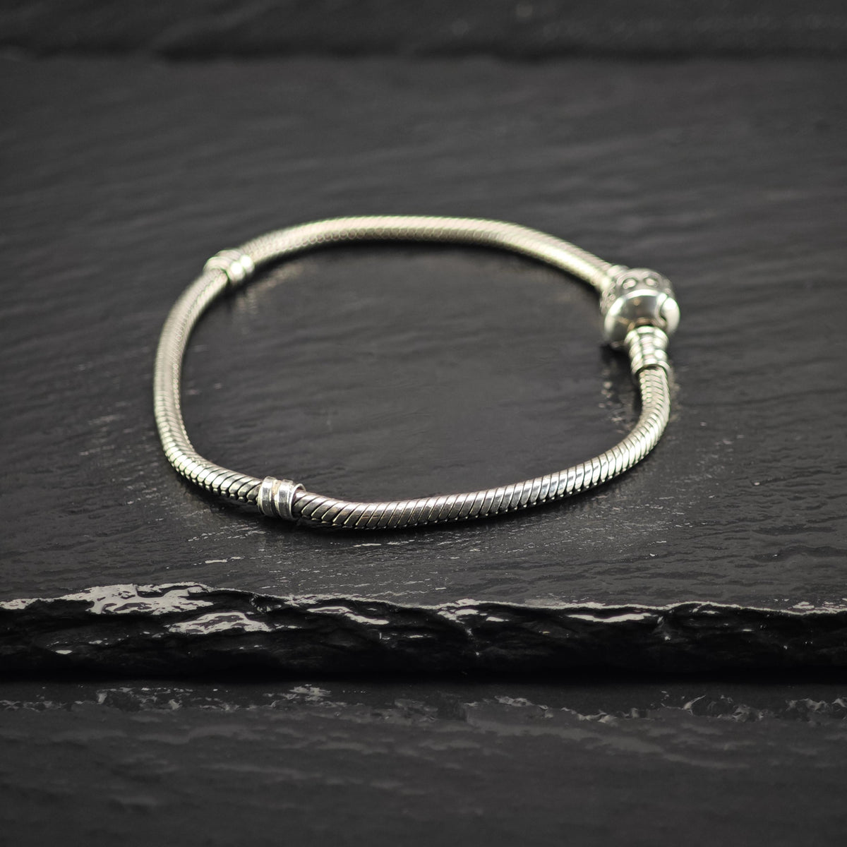 Vintage Pandora Sterling Silver Line Bracelet Sz 7 1/4" BR3183