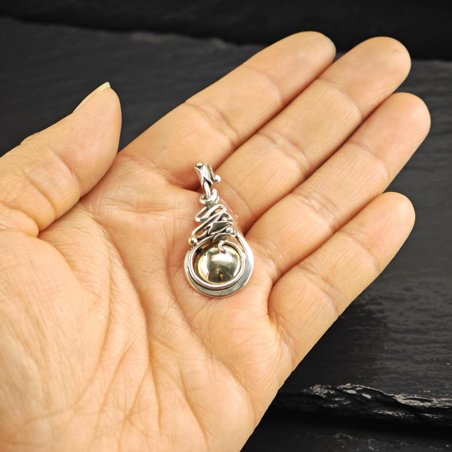 14K Gold Accent Sterling Silver Pendant P3047