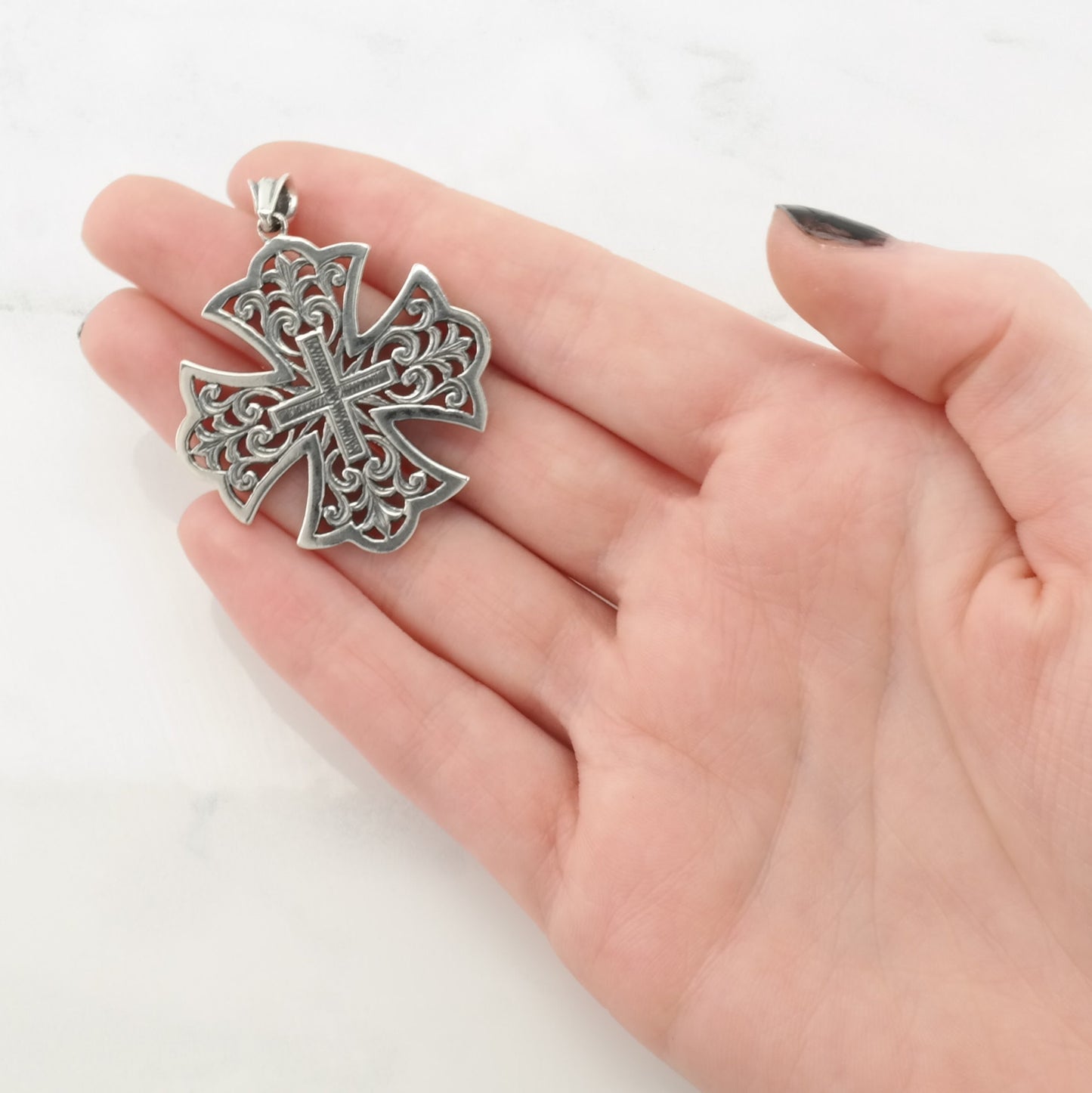 Choice of Vintage Cross Cutouts Sterling Silver Pendant