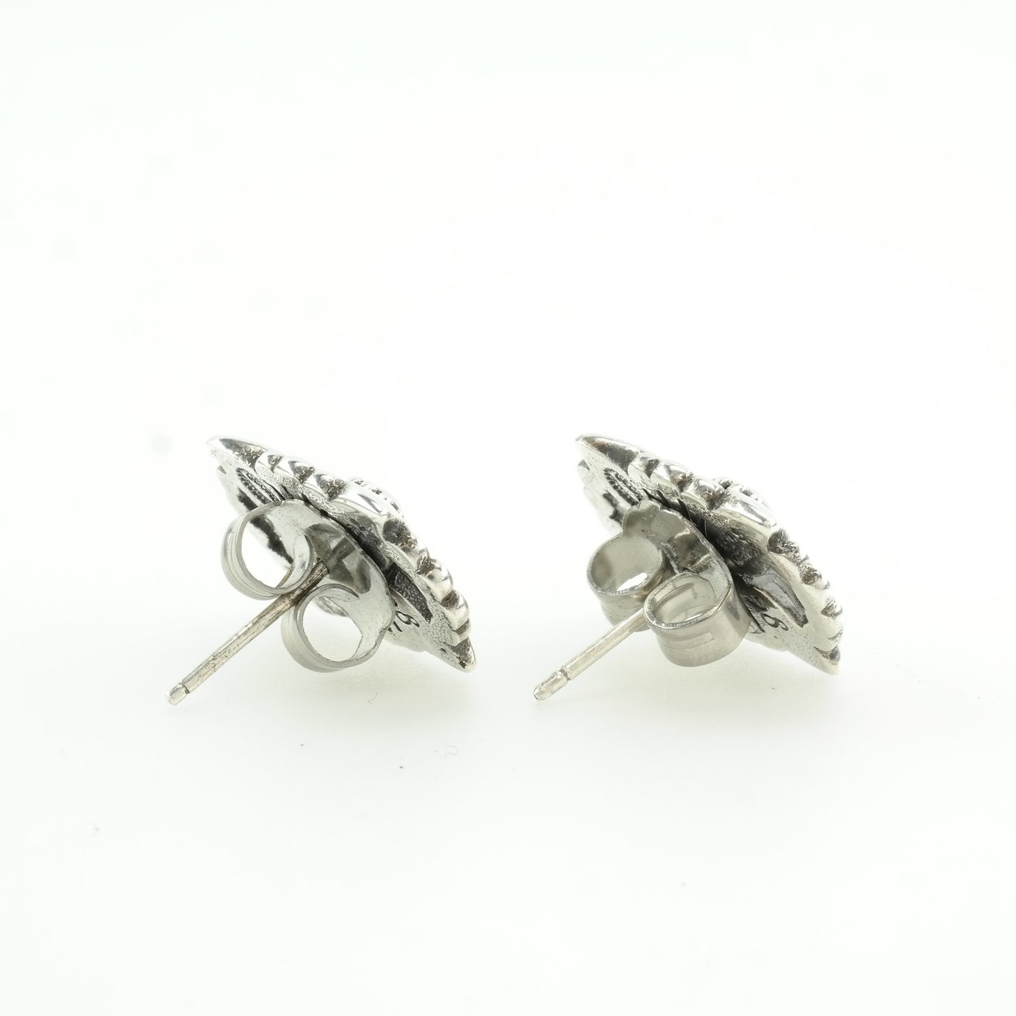 Georg Jensen Sterling Silver 1998 Floral Earrings Stud