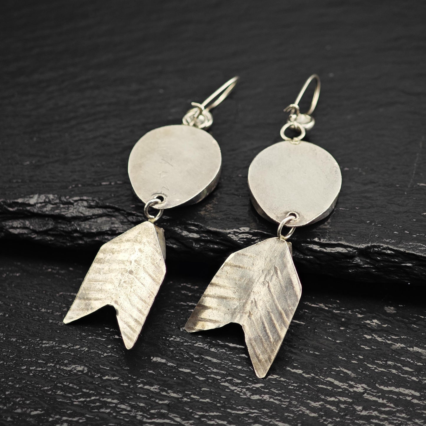 Vintage SW Style Inlay Arrowhead Kidney Wire Sterling Silver Earrings ER3198