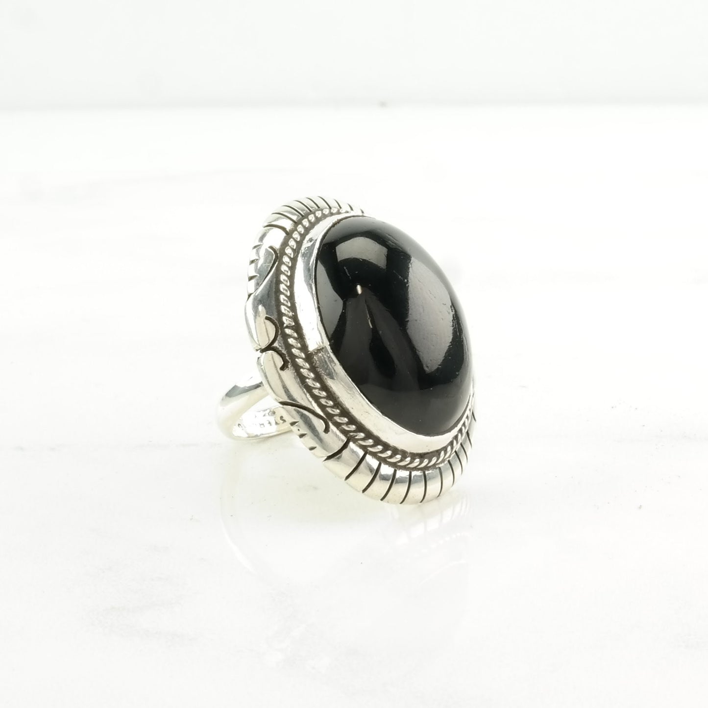 Native American Silver Ring Onyx Sterling Black Size 7