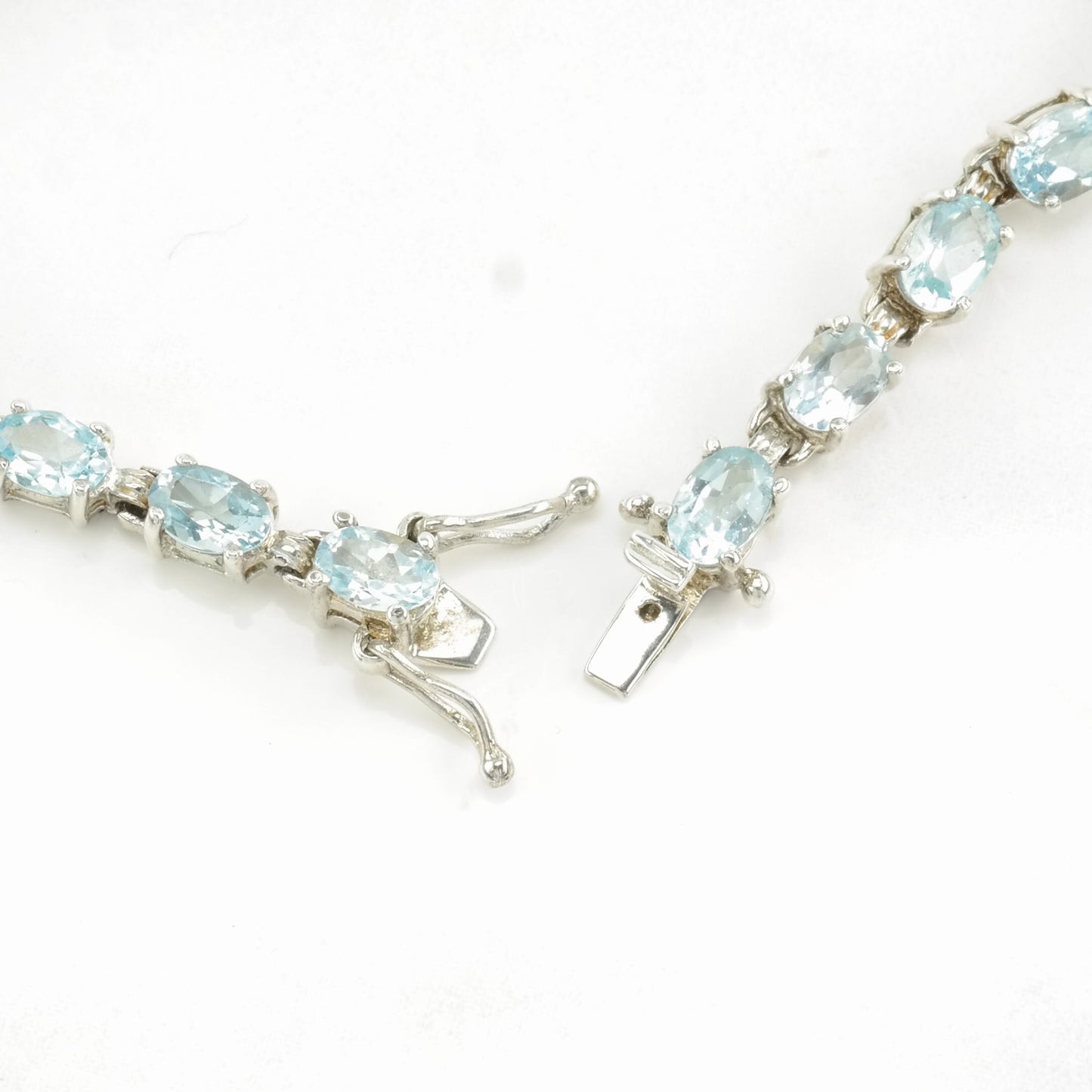 Vintage Sterling Silver Tennis Bracelet Blue Topaz