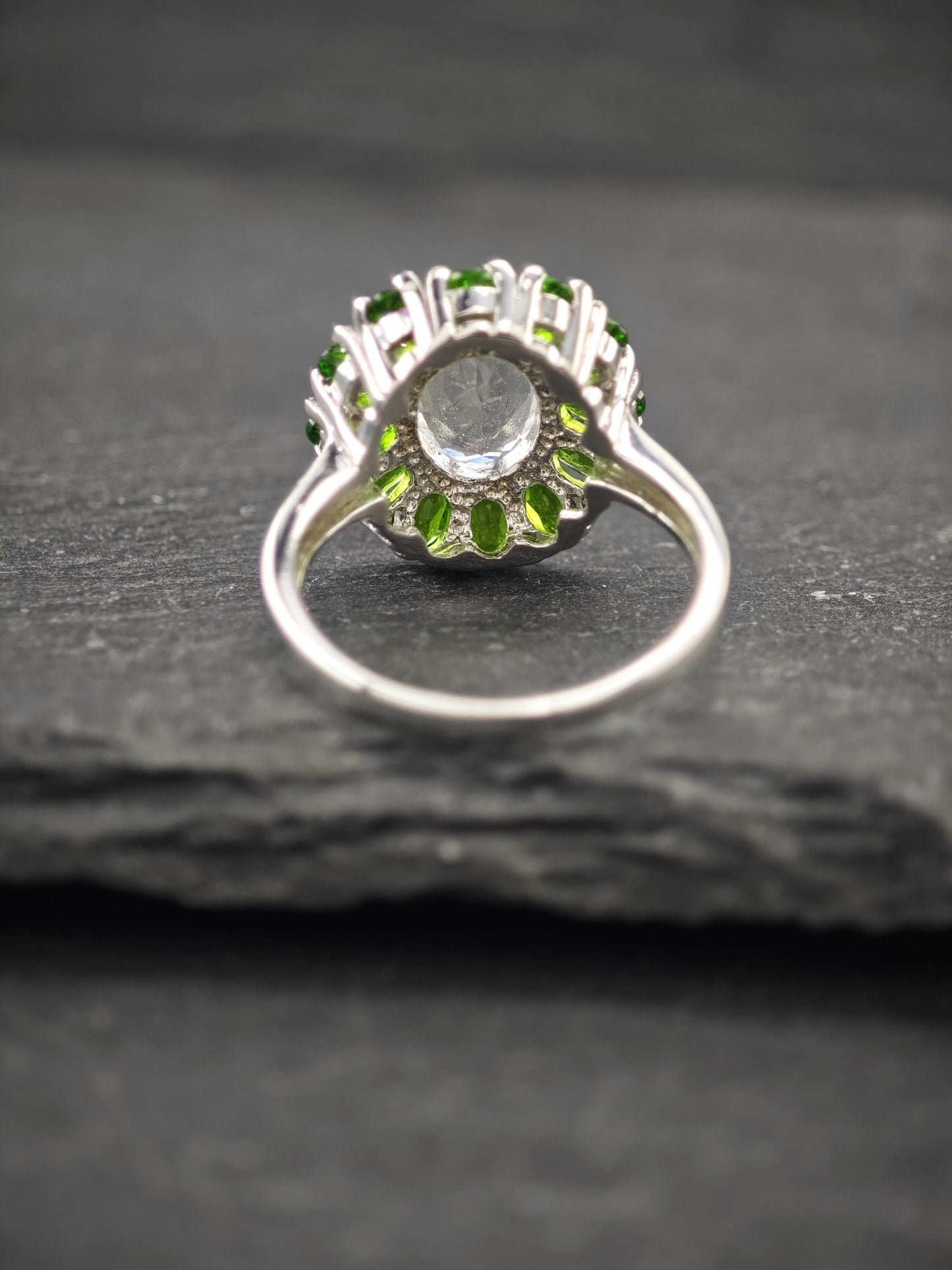 Vintage Topaz, Diopside Ring Sterling Silver