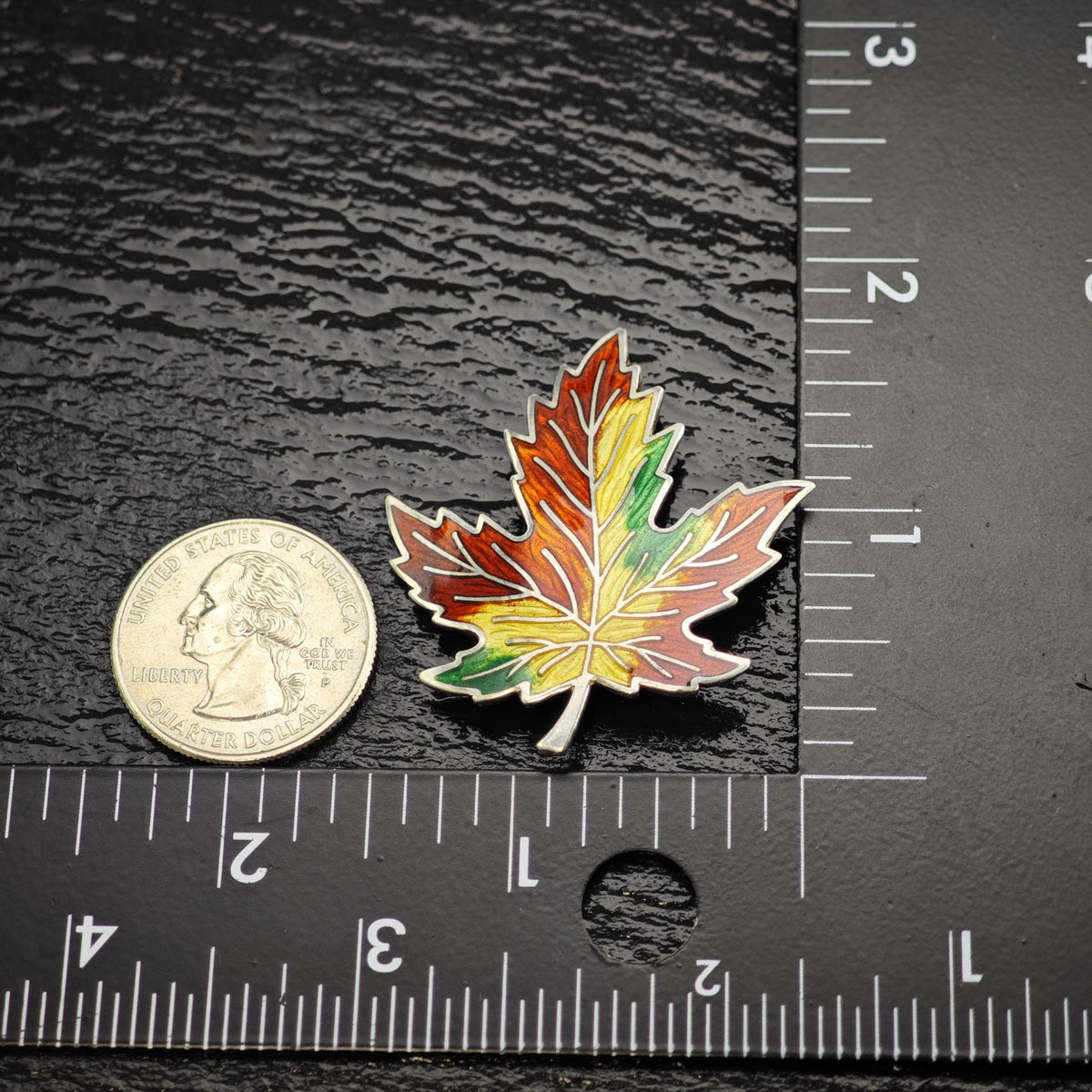 BMCo Enamel Maple Leaf Sterling Silver Brooch B2238