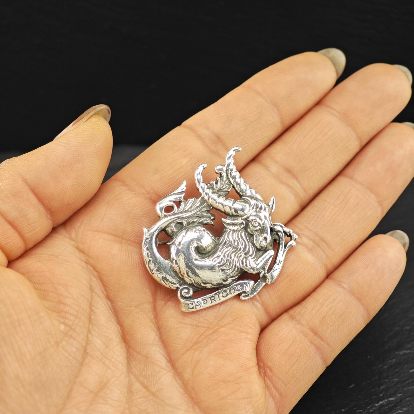 Cini Sterling Silver Brooch Capricorn Zodiac B2133