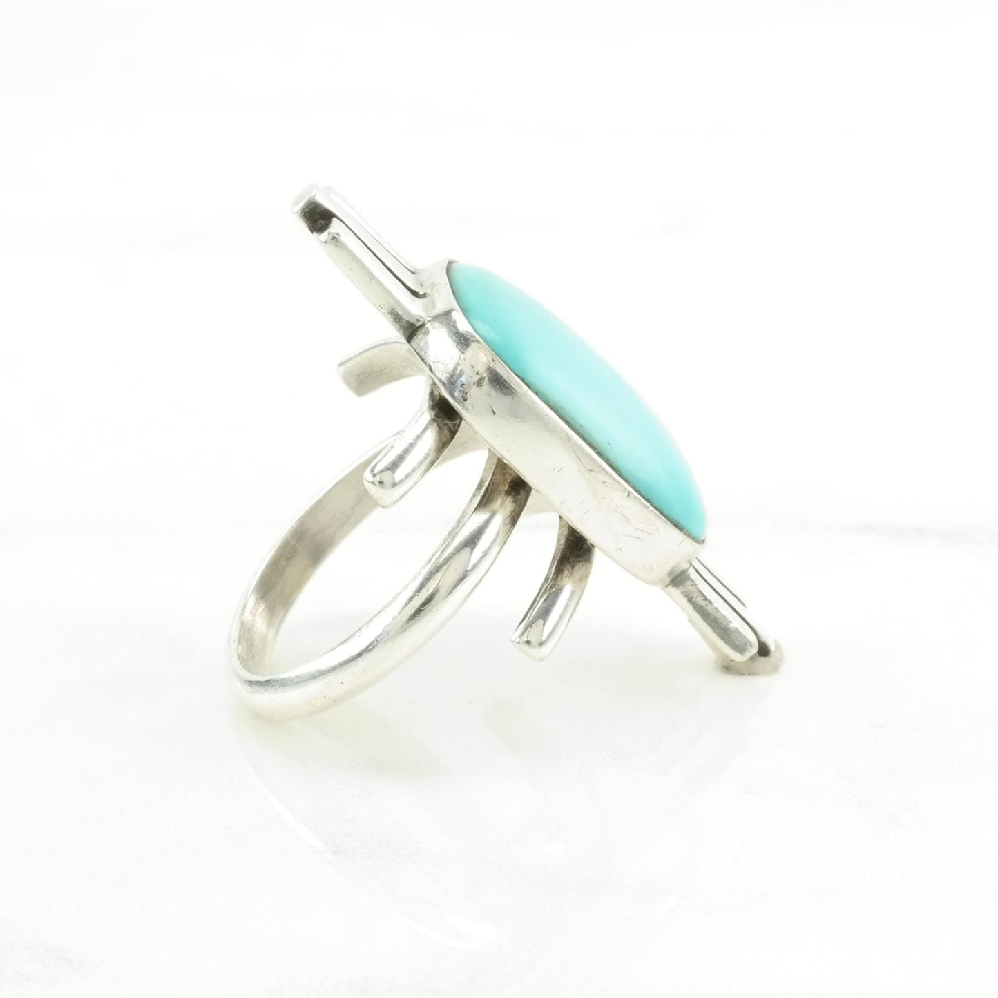 DTR Silver Ring Turquoise Imitation Sterling Blue Size 8