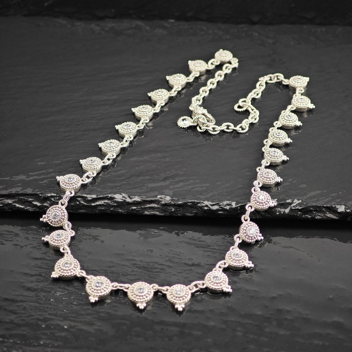 Vintage Judith Ripka CZ Sterling Silver Necklace N2801