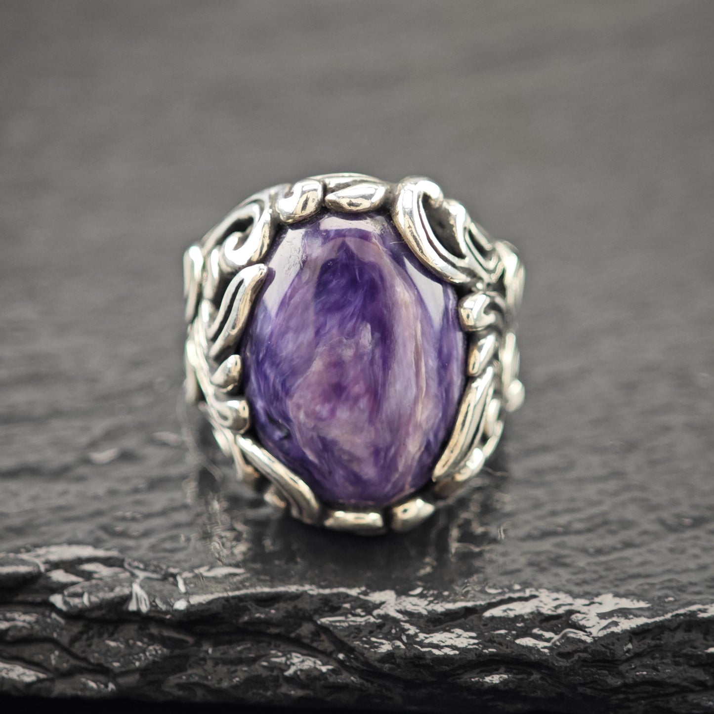 Carolyn Pollack Charoite Ring Sterling Silver Sz 7