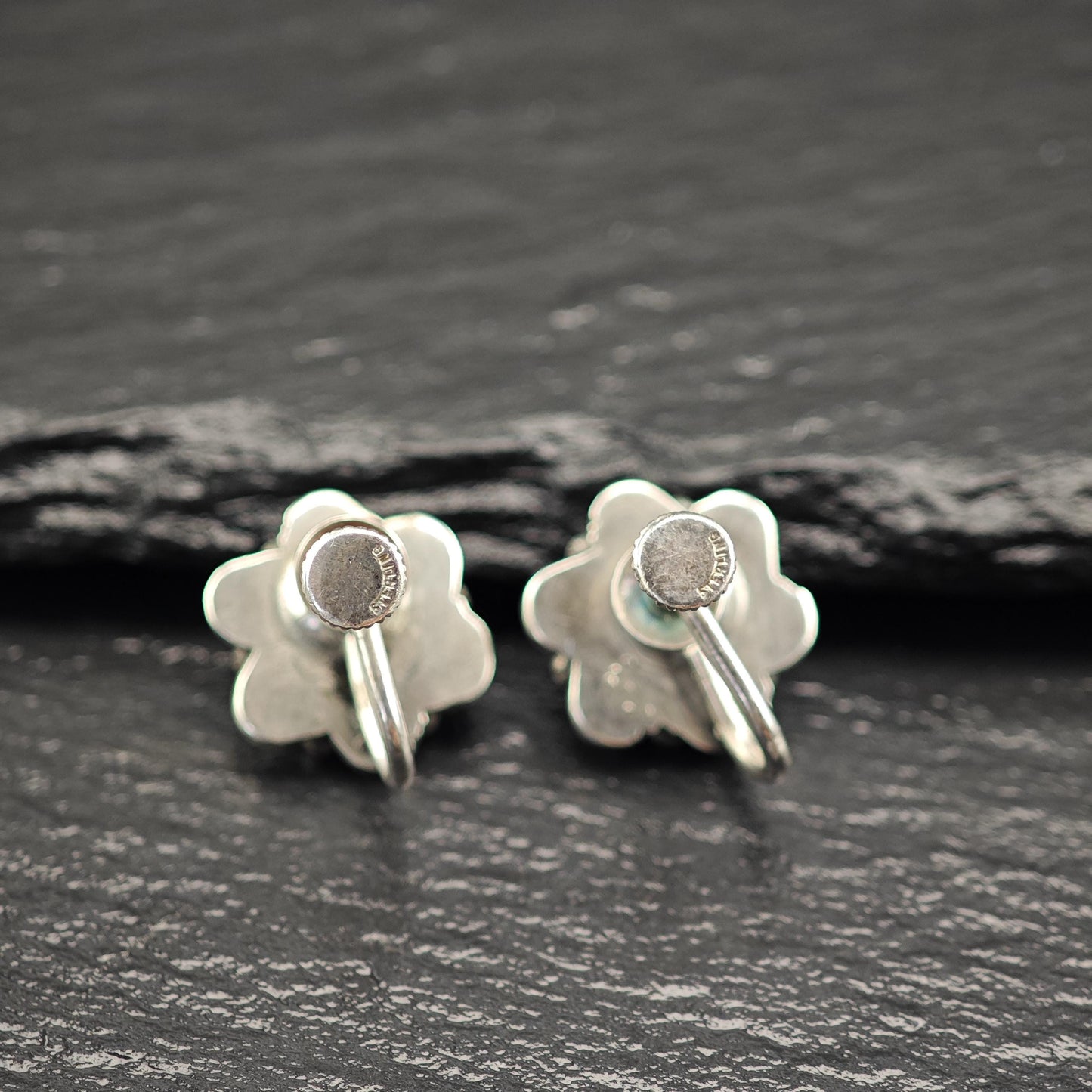 Italy Micro Mosaic Bird Screw Back Earrings Sterling Silver