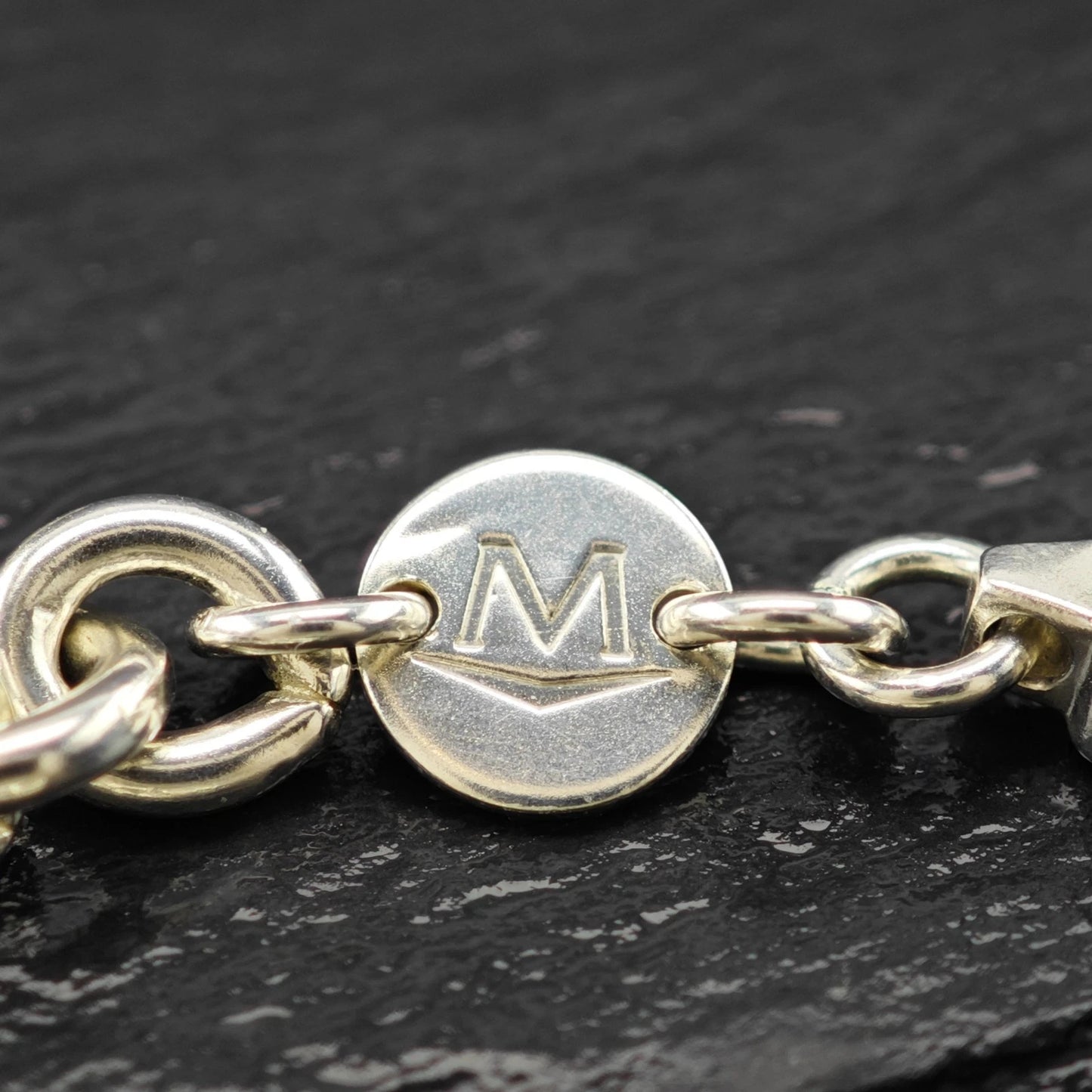 Movado Heart Shape Sterling Silver 8mm Curb Link Necklace 16" N2661