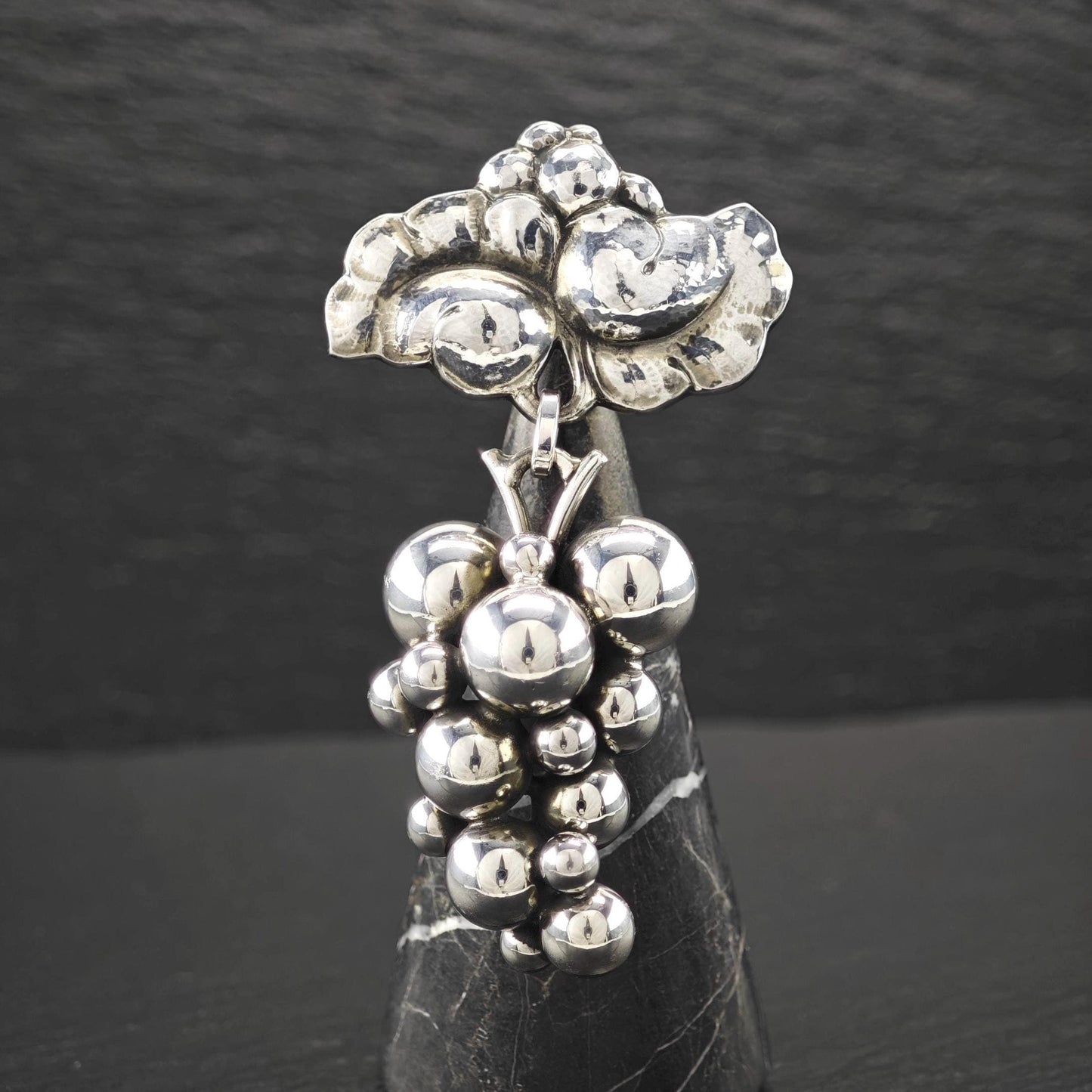 Georg Jensen 217B, Moonlight Grapes Brooch Sterling Silver