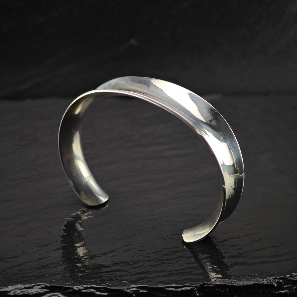 MCM Ed Levin Curved Sterling Silver Cuff Bracelet Sz 6 3/4" BR3178