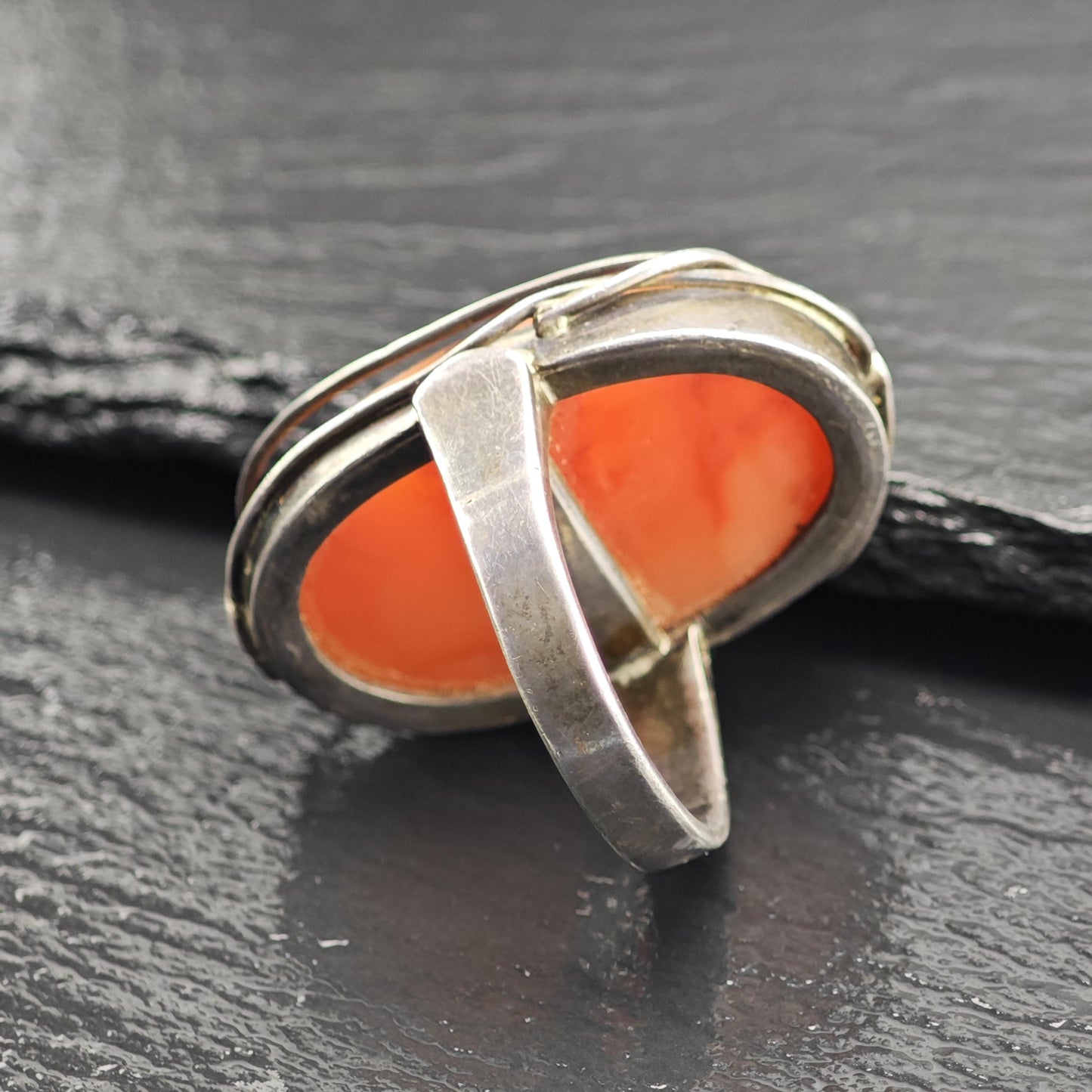 Large Handmade Pink Agate Wire Overlay Design Sterling Silver Ring Sz 8 R6634