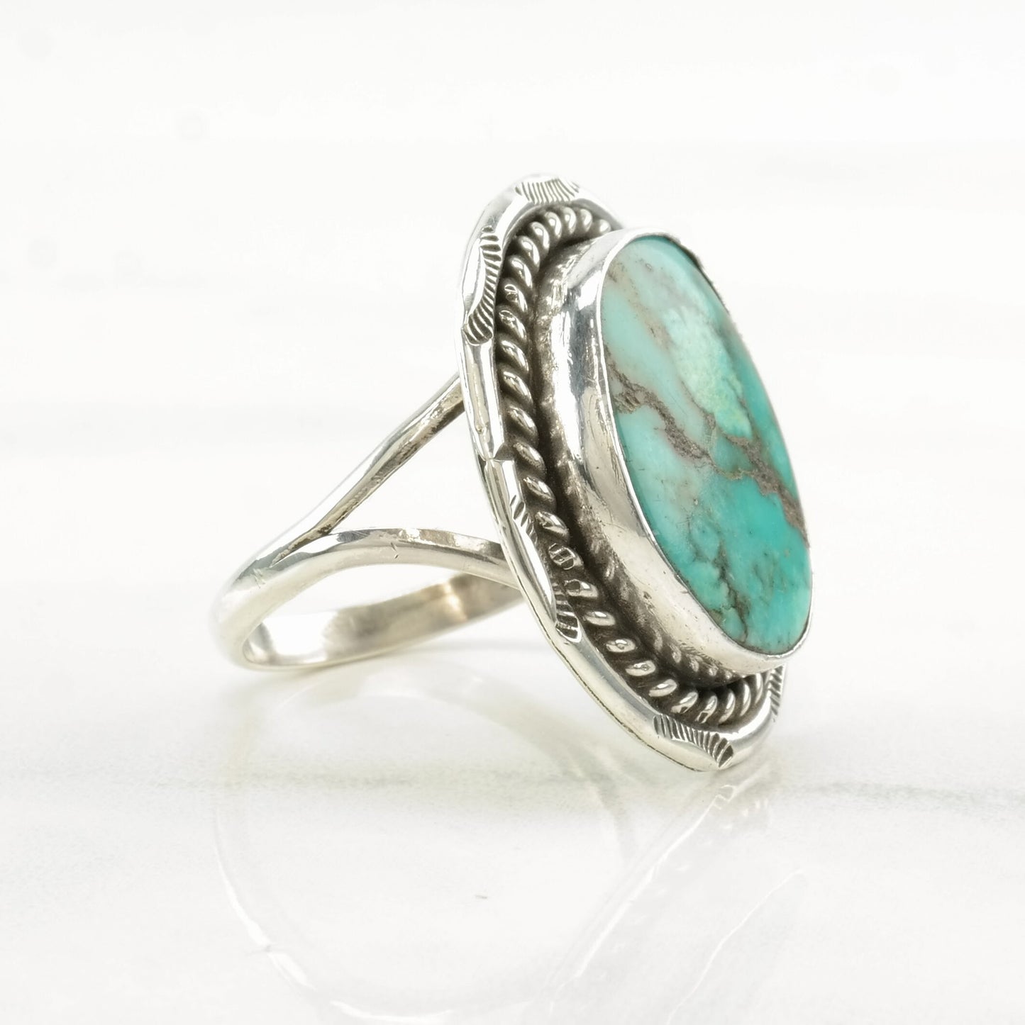 Native American Silver Ring Turquoise Sterling Size 10