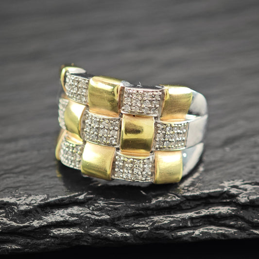 Sterling Silver Gold Gilded Diamond Ring JWBR