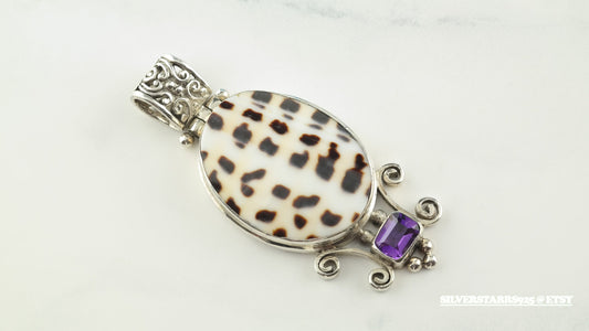 Shell, Amethyst Sterling Silver Pendant