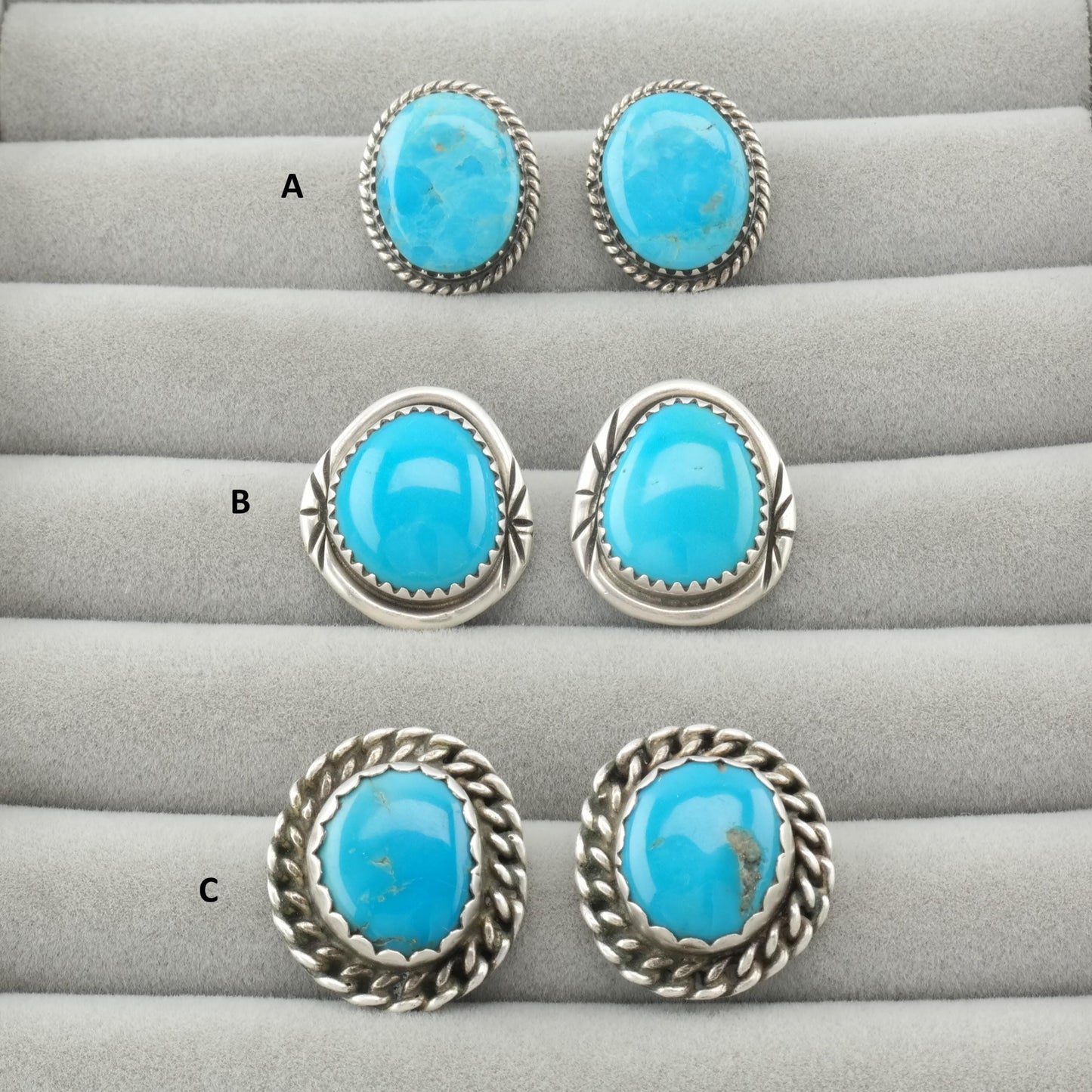 Choice Vintage Turquoise Stud Earrings Sterling Silver