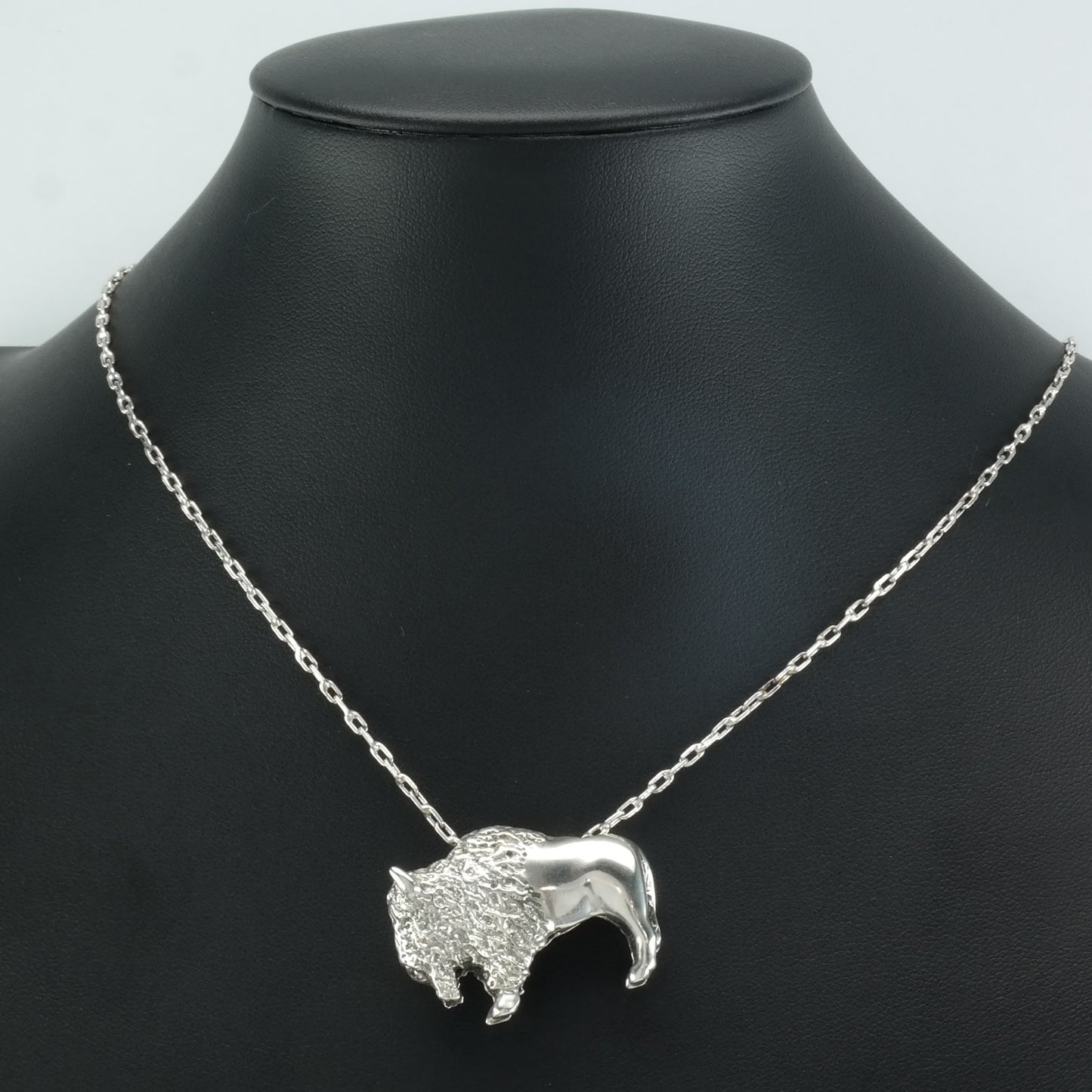 Vintage Native American Sterling Silver Bison Necklace