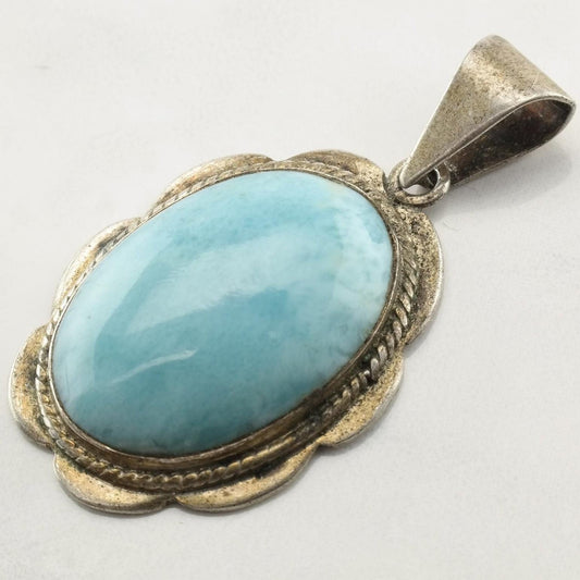 Southwest Larimar Sterling Silver Pendant Blue