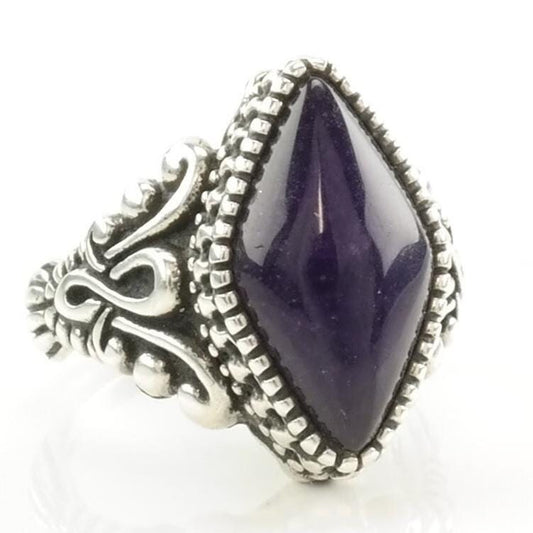 Vintage Carolyn Pollack Silver Ring Charoite Scroll Sterling Purple Size 8 1/4