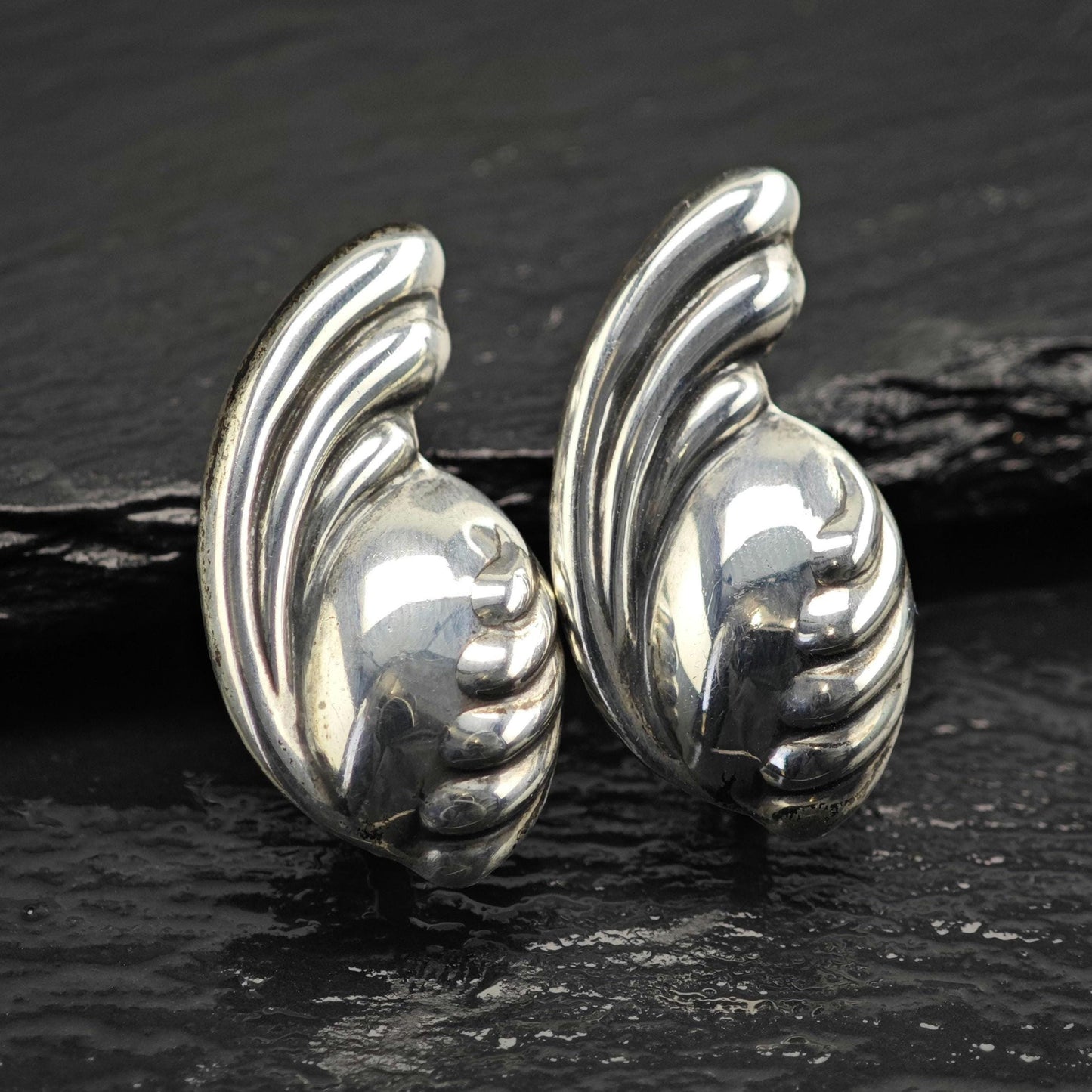 Abstract Taxco Screw Back Sterling Silver Earrings ER3186
