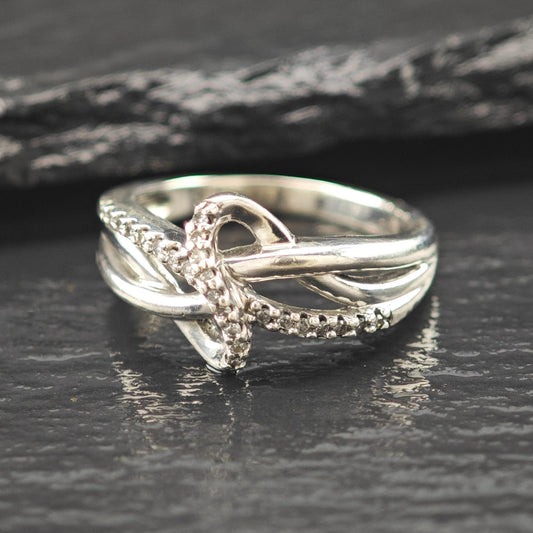 Infinity Diamond Ring Sterling Silver