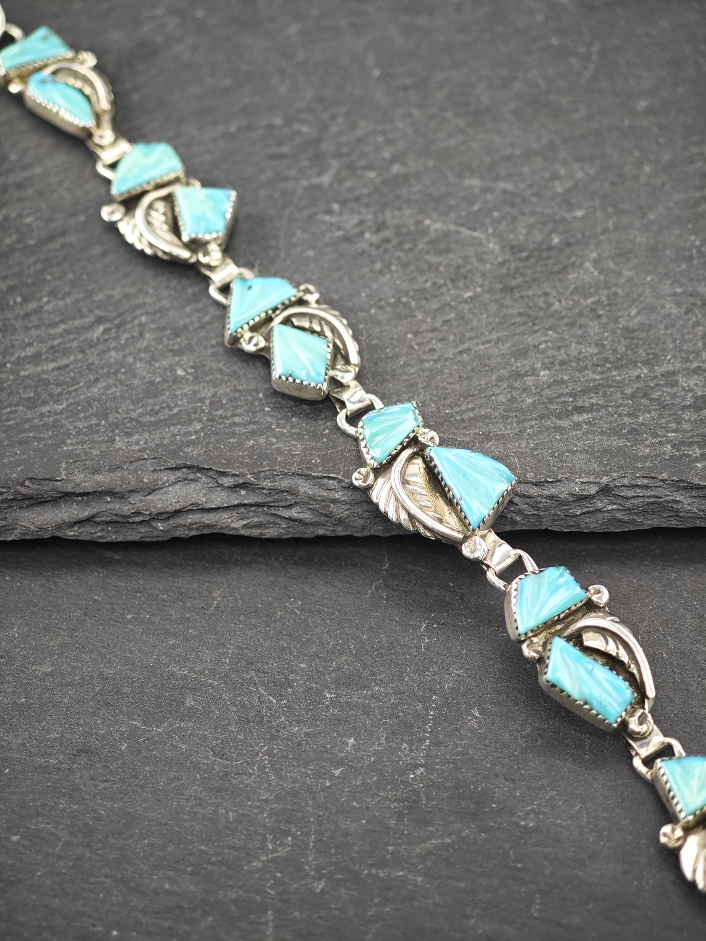 Zuni, Native American Carved Turquoise Bracelet Sterling Silver