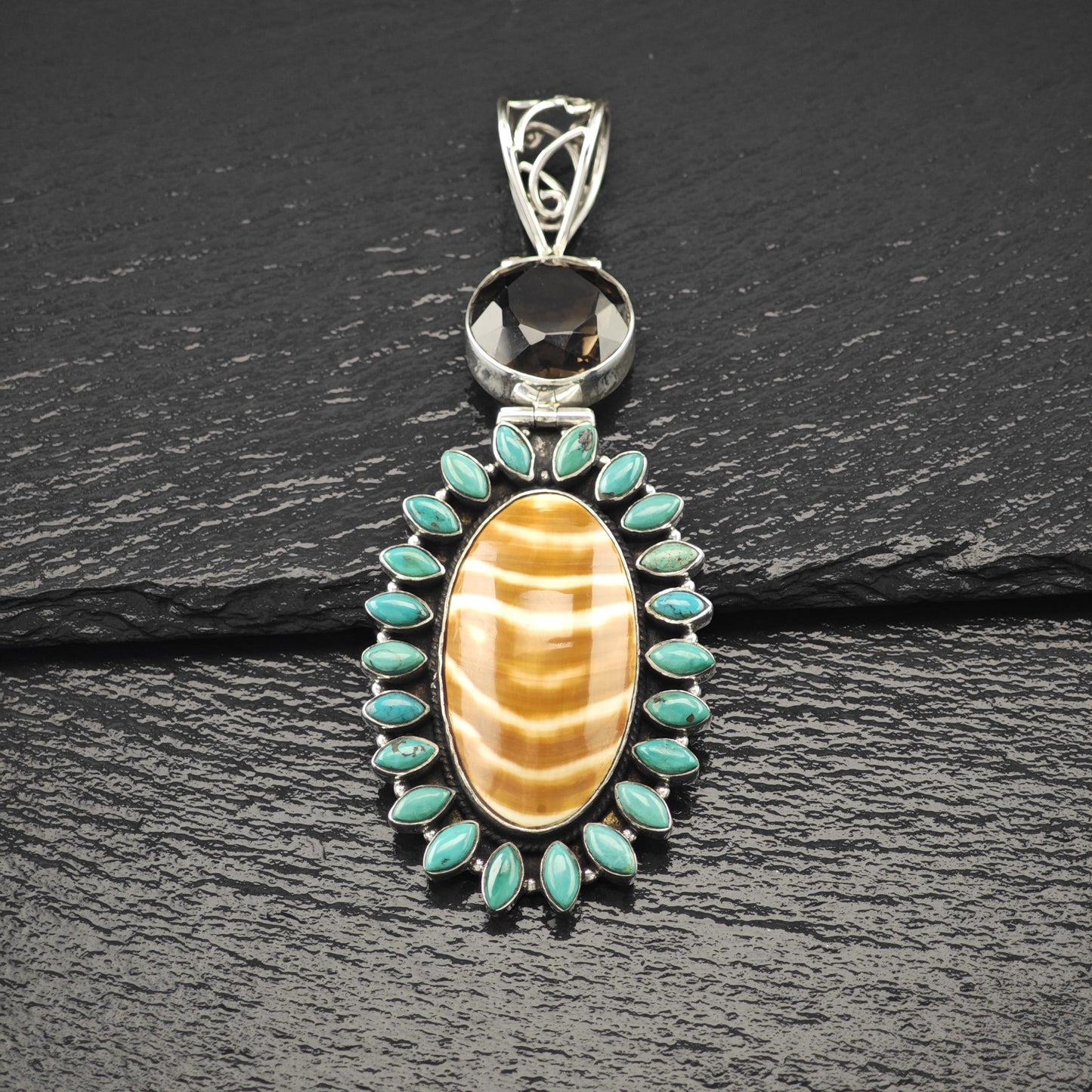 Lg Handmade Pendant Sterling Silver Turquoise P2824
