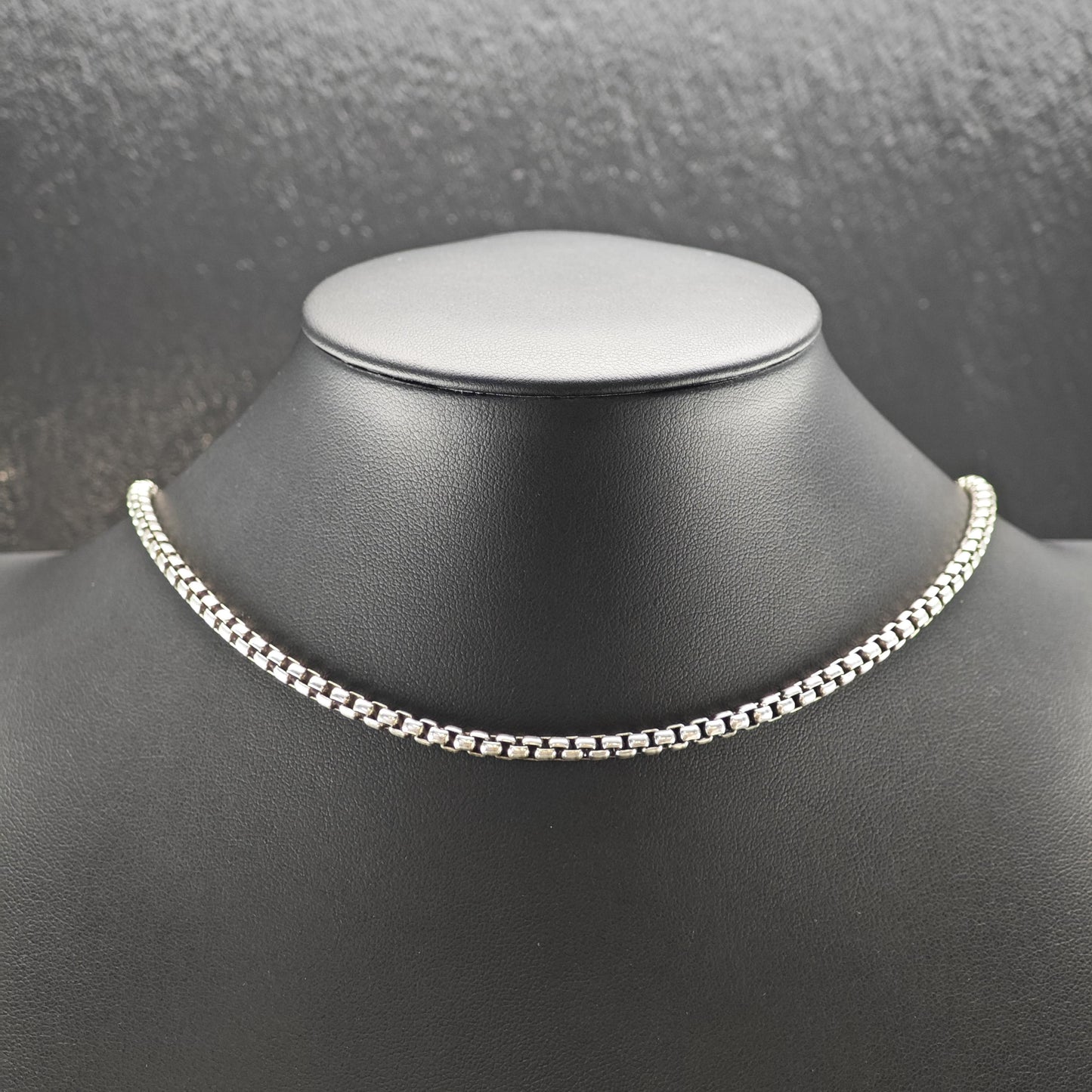 Vintage David Yurman Sterling Silver, 14K Gold Tag 3.6mm Box Chain Necklace