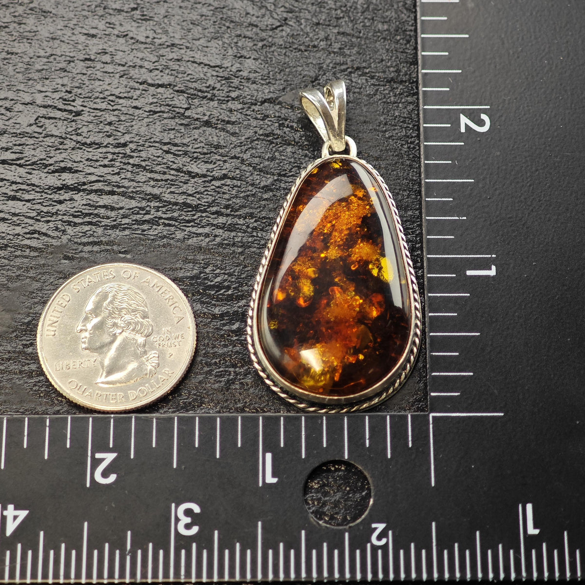 Amber Sterling Silver Pendant P3164