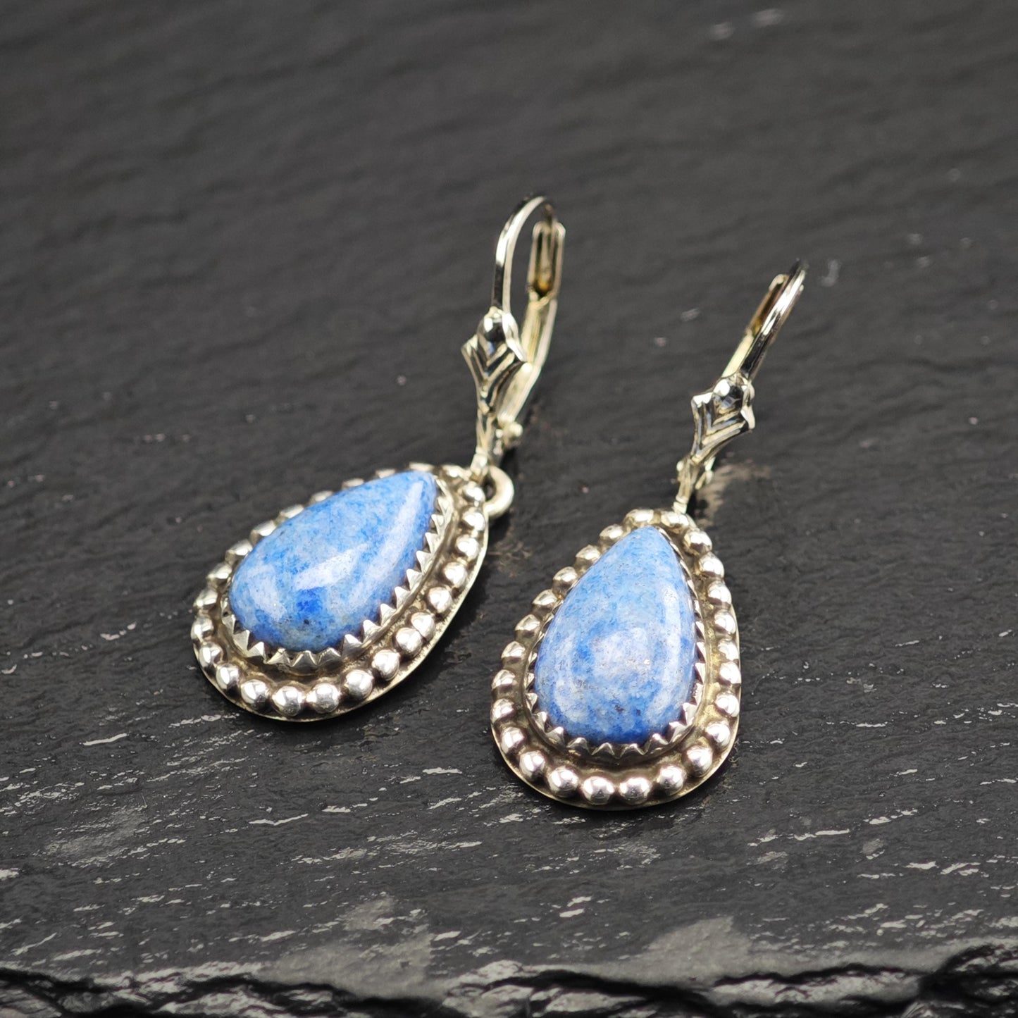 Carol Felley Blue Sodalite Sterling Silver Latch Back/Dangle Earrings ER3113