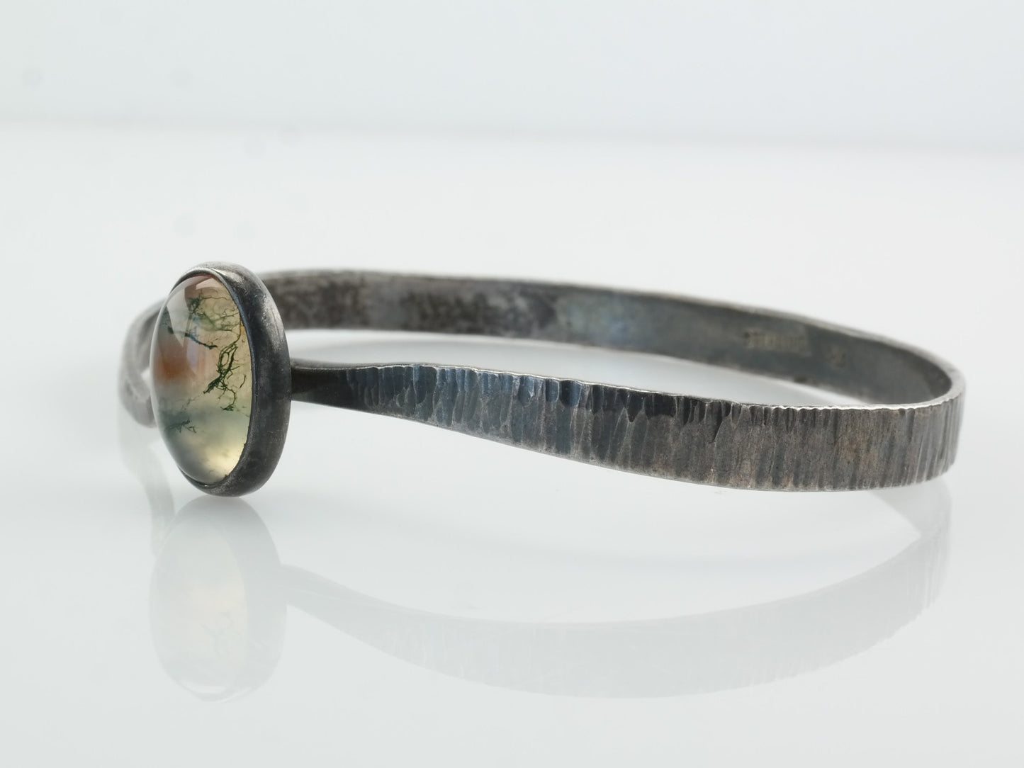 Sterling Silver Cuff Bracelet Moss Agate