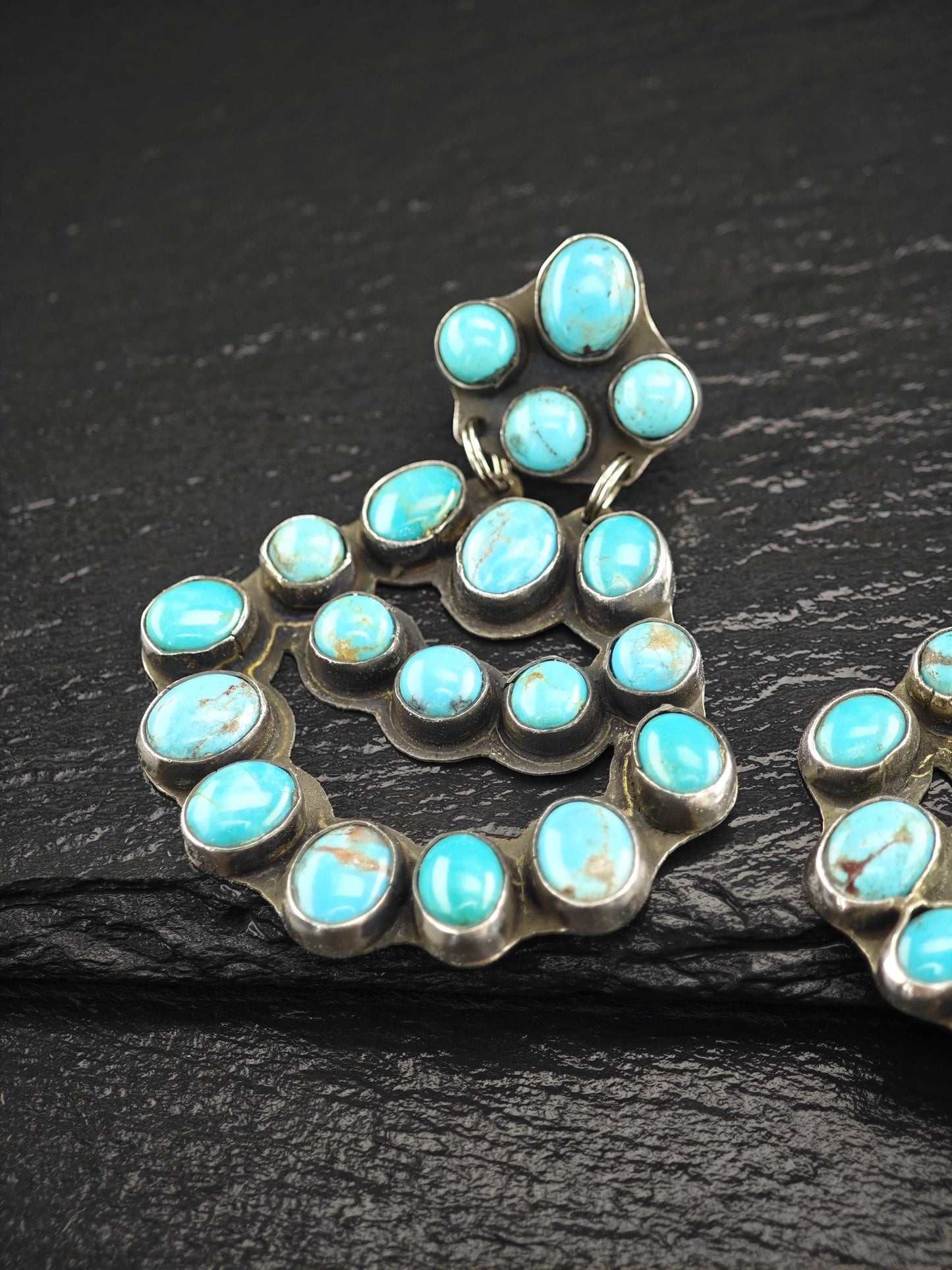 Rocki Gorman, Kee Cook Sterling Silver Turquoise Cluster Earrings - Unique Native American Jewelry