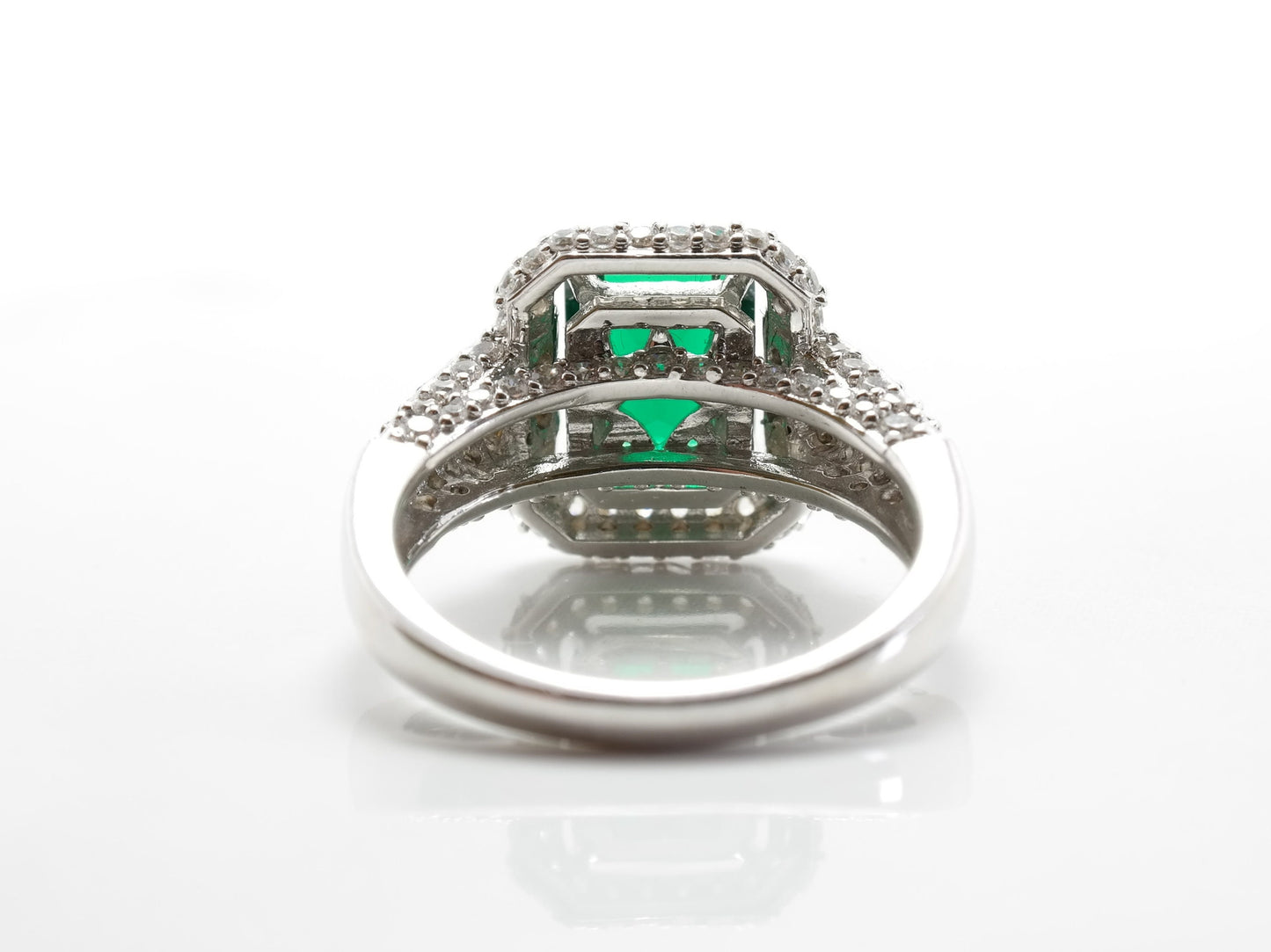 Sterling Silver Ring Green CZ Size 7